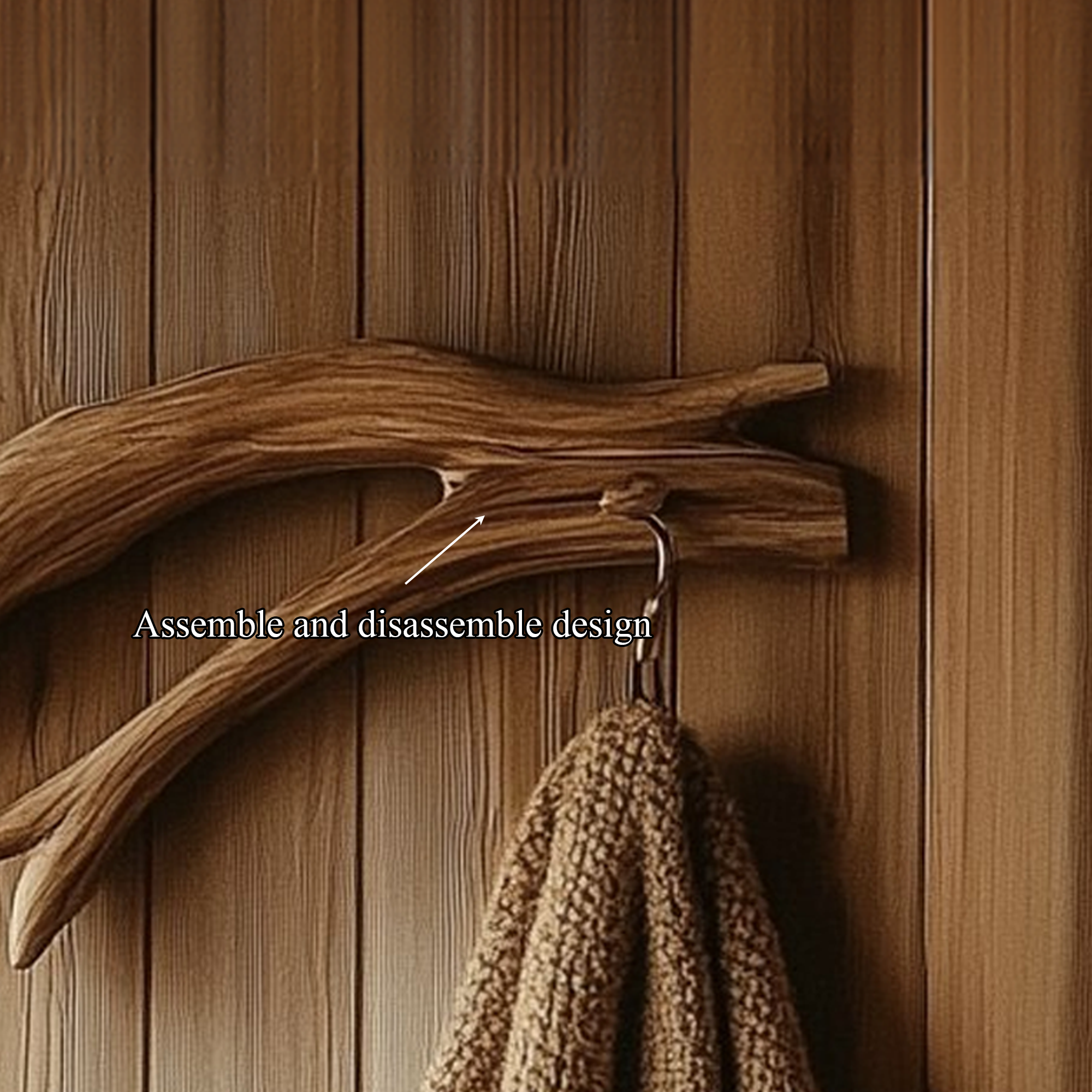 Organic Branch Wall Hook Solid Wood Rustic Entryway Accent SINLKITCR069