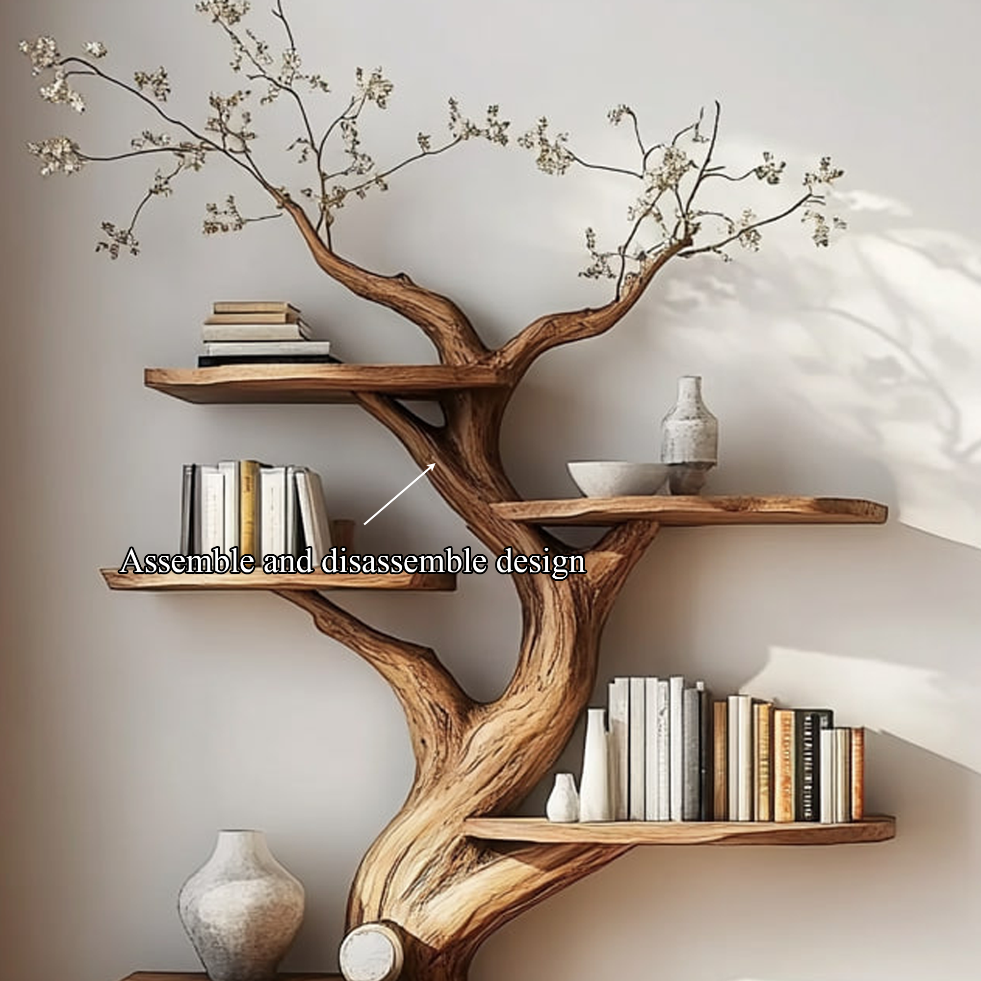 Rustic Artistic Tree Shaped Bookshelf Bedroom Living Room SINLKITB464