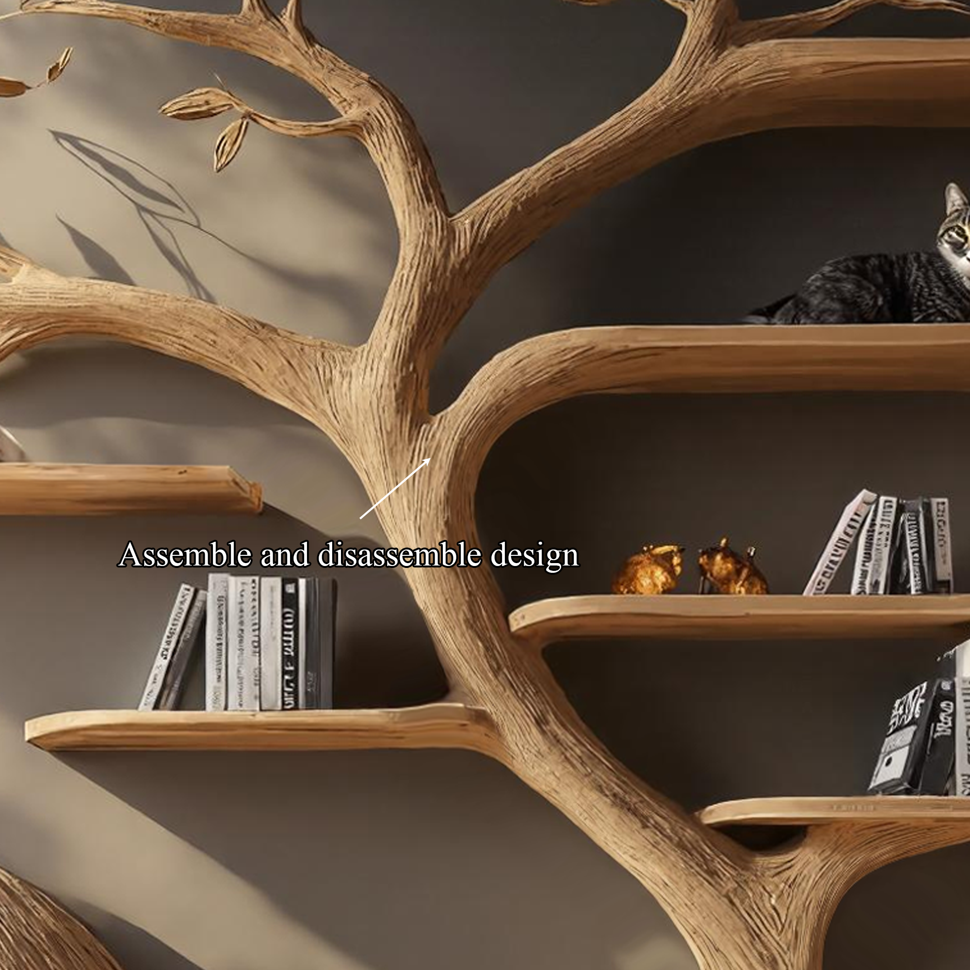 Rustic Cat Tree Wall Unit Living Room Cat Bed Furniture SINLKITT058