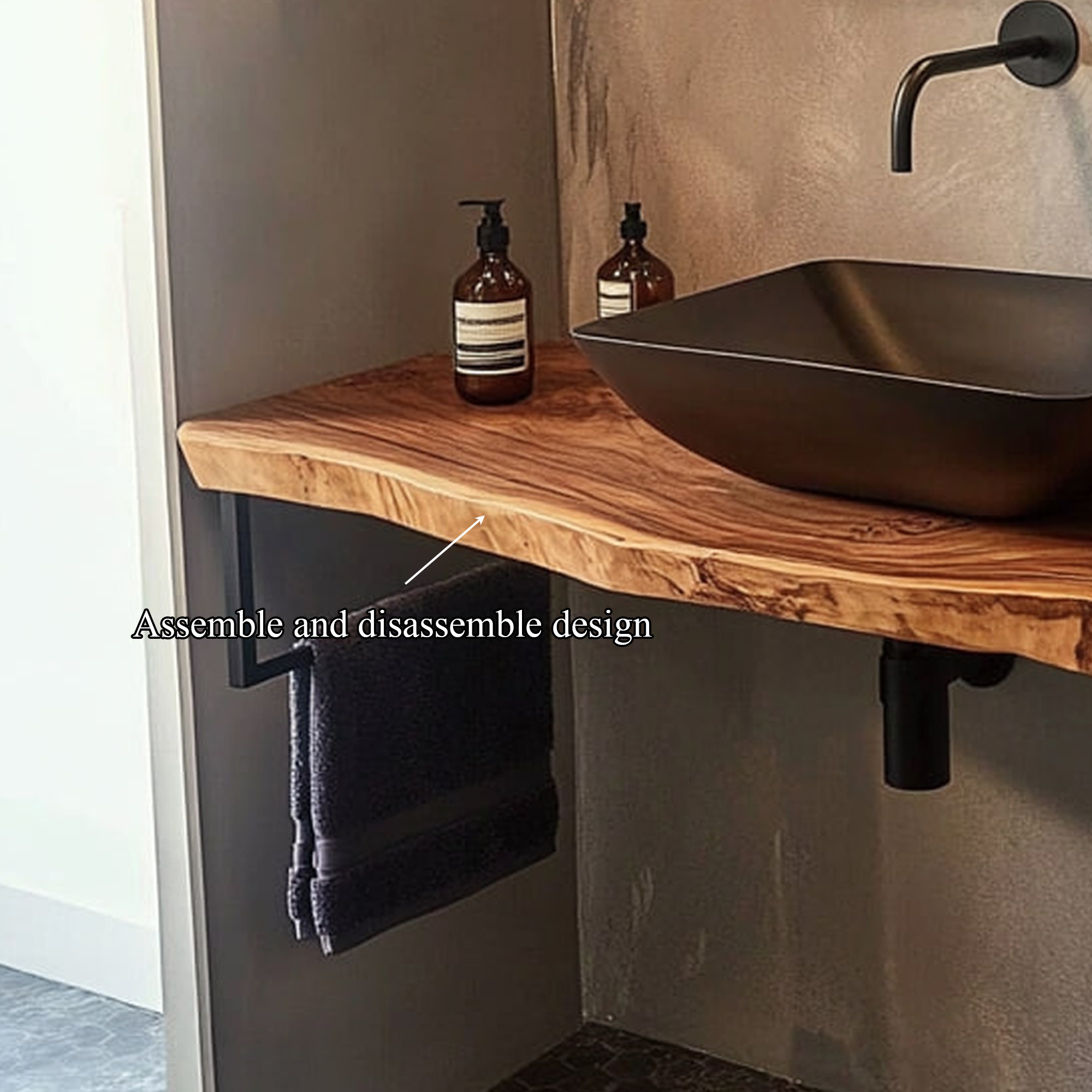 Rustic Bathroom Vanity Shelf Solid Wood Bathroom Design SINLKIBRV224