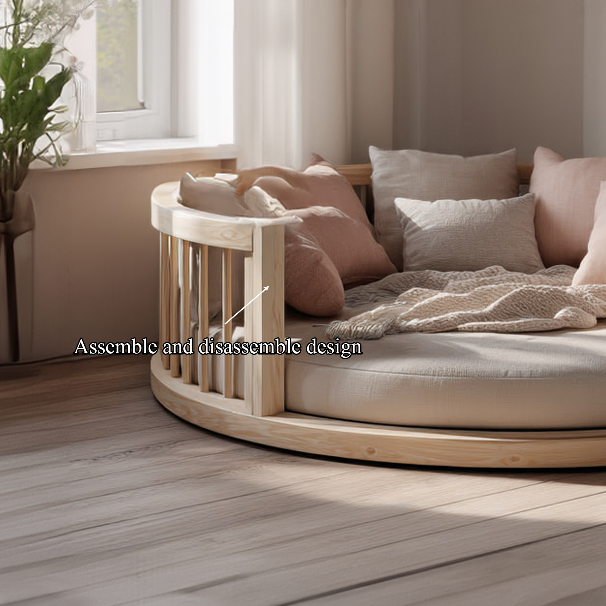 Mid Century Nursery Round Daybed Bedroom SINLKIWB55