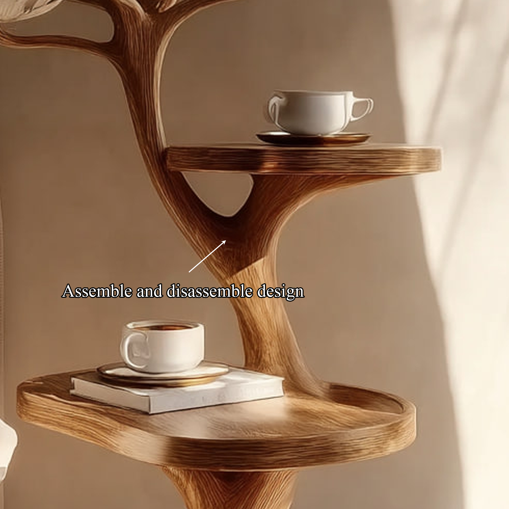 Rustic Sculptural Bedside Table Modern Bedroom Corner SINLKIBT165