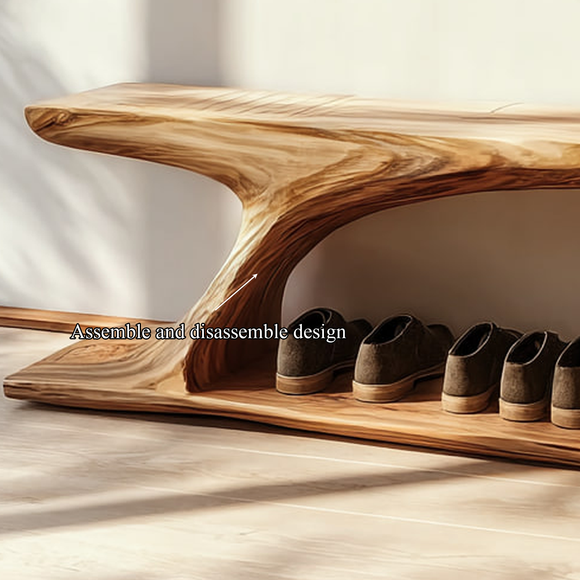 Rustic Handcrafted Wood Shoe Organizer Bench Entryway SINLKISB060