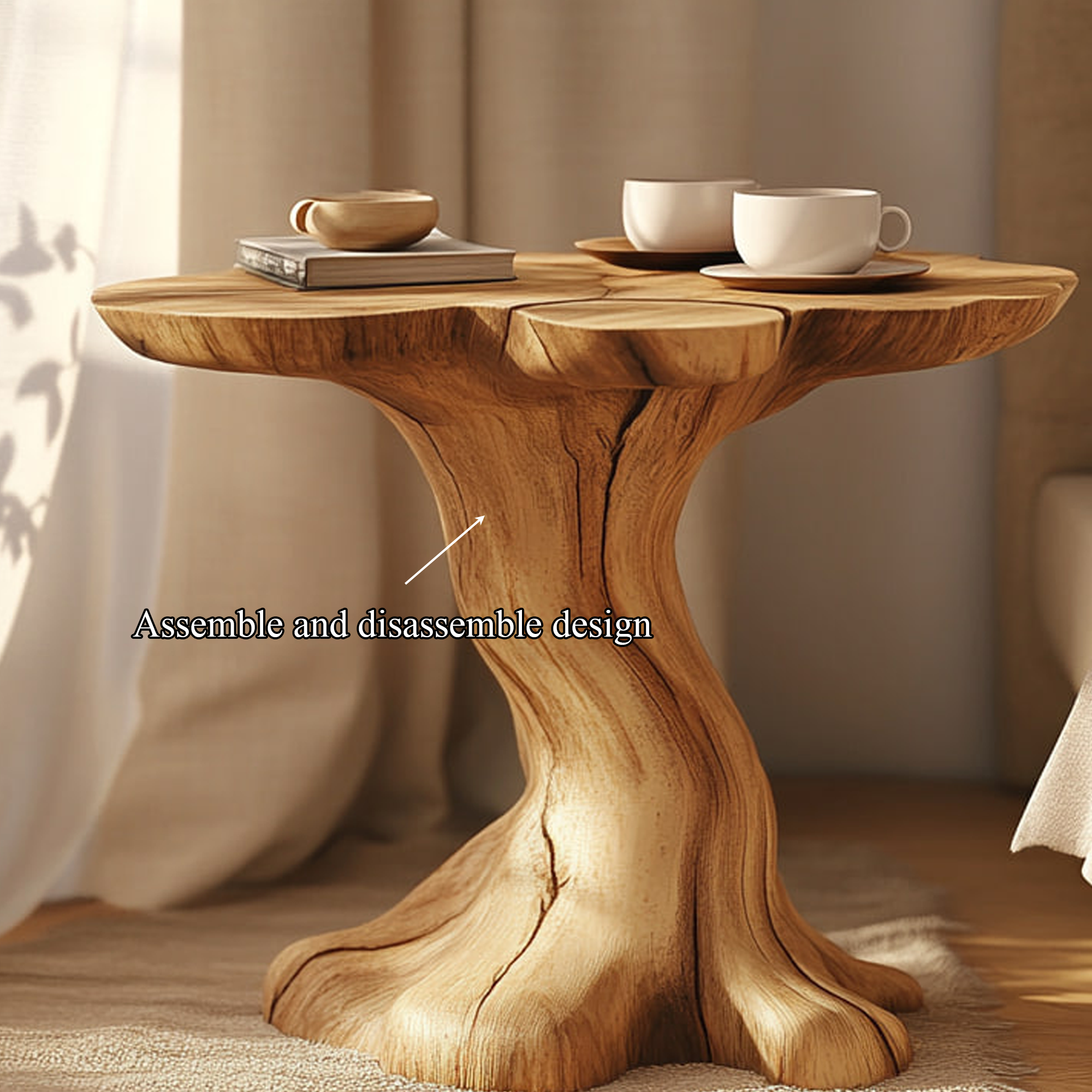 Rustic Sculptural Nightstand End Table Living Room SINLKIBT170