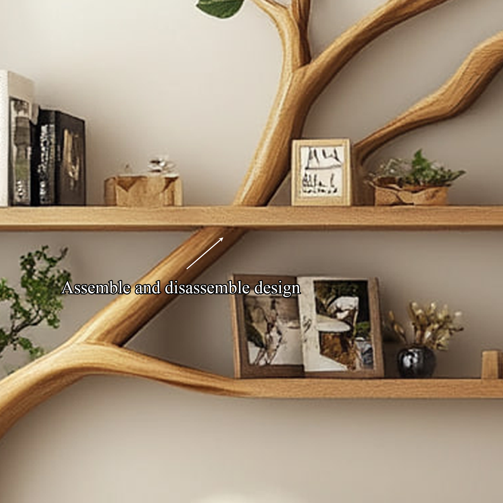 Rustic Organic Tree Bookshelf Warm Bedroom Entryway SINLKITBS068