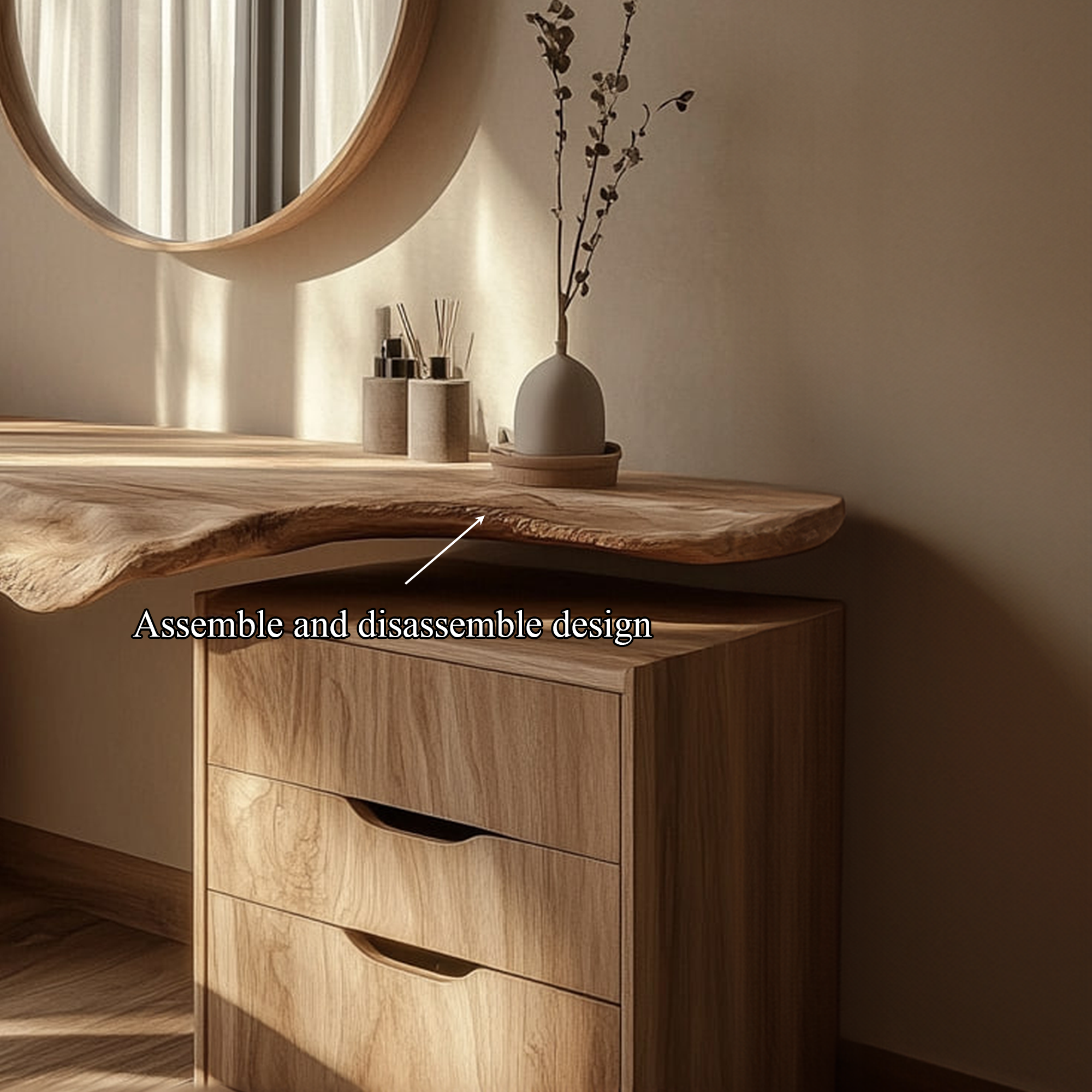 Modern Live Edge Solid Wood Dressing Table Bedroom SINLKIFL242