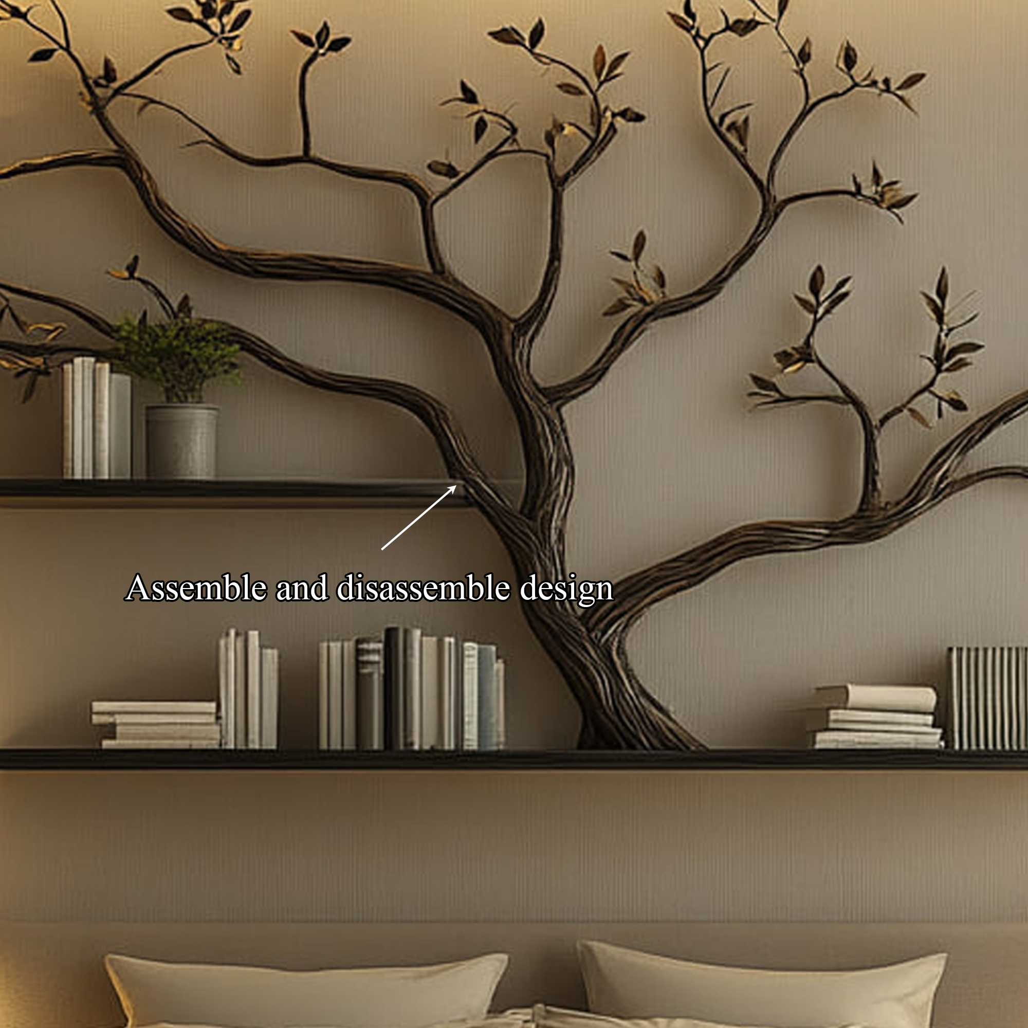 Mid Century Tree Wall Shelf Artistic Modern Home SINLKITBS083