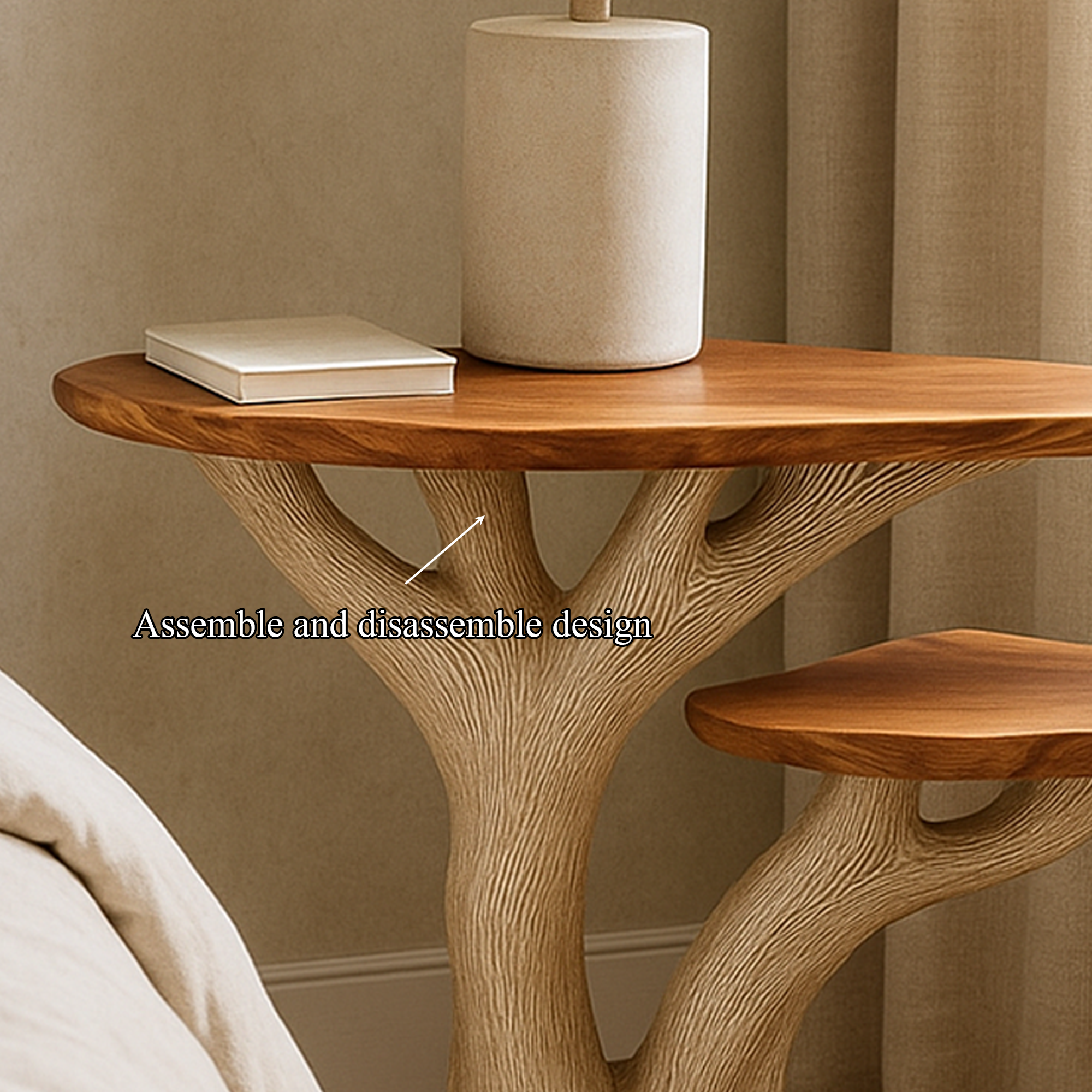 Rustic Organic Shaped Bedside Table Bedroom Furniture SINLKIBT138