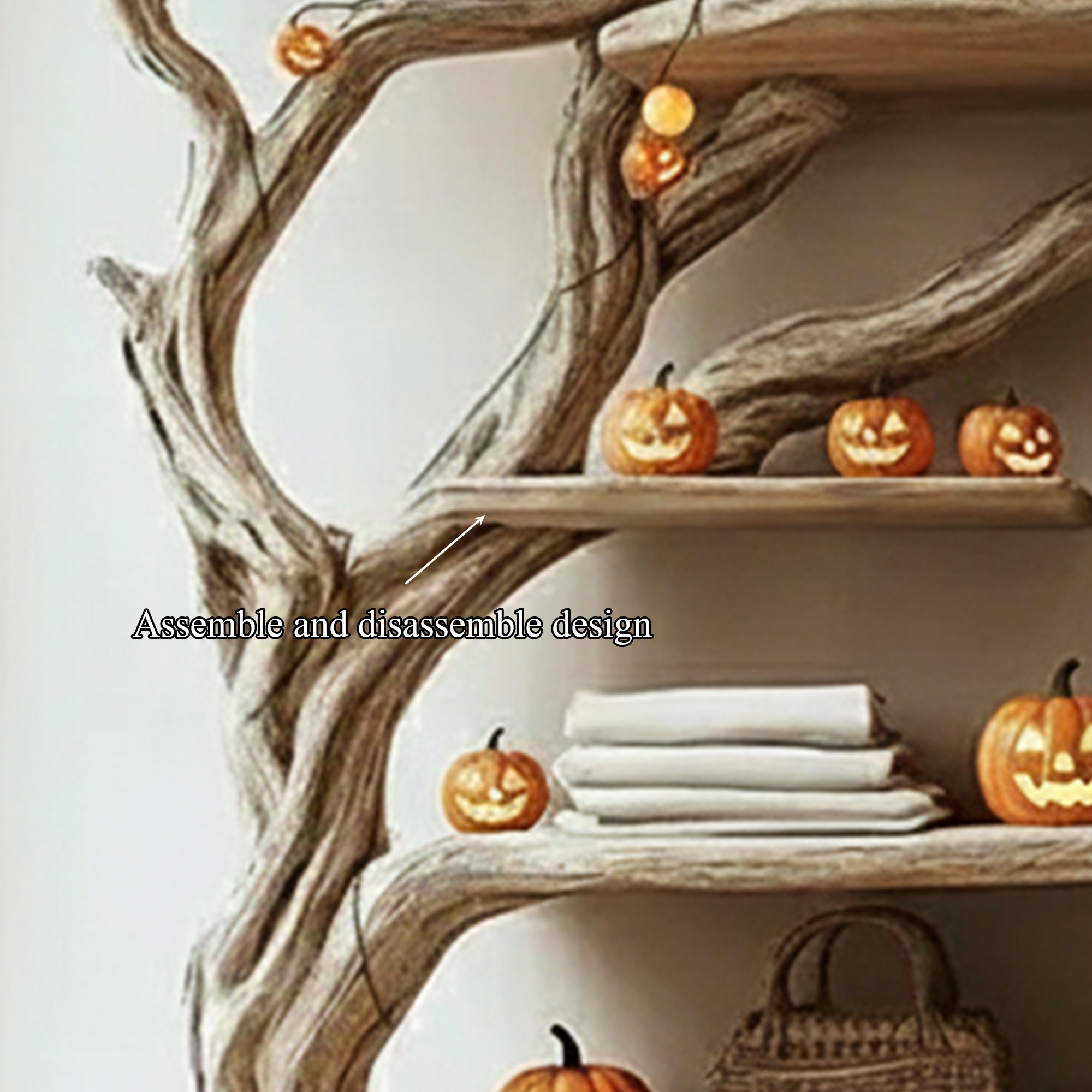 Mid Century Wooden Halloween Tree Clothes Organizer Shelf Home Decor SINLKIHW049