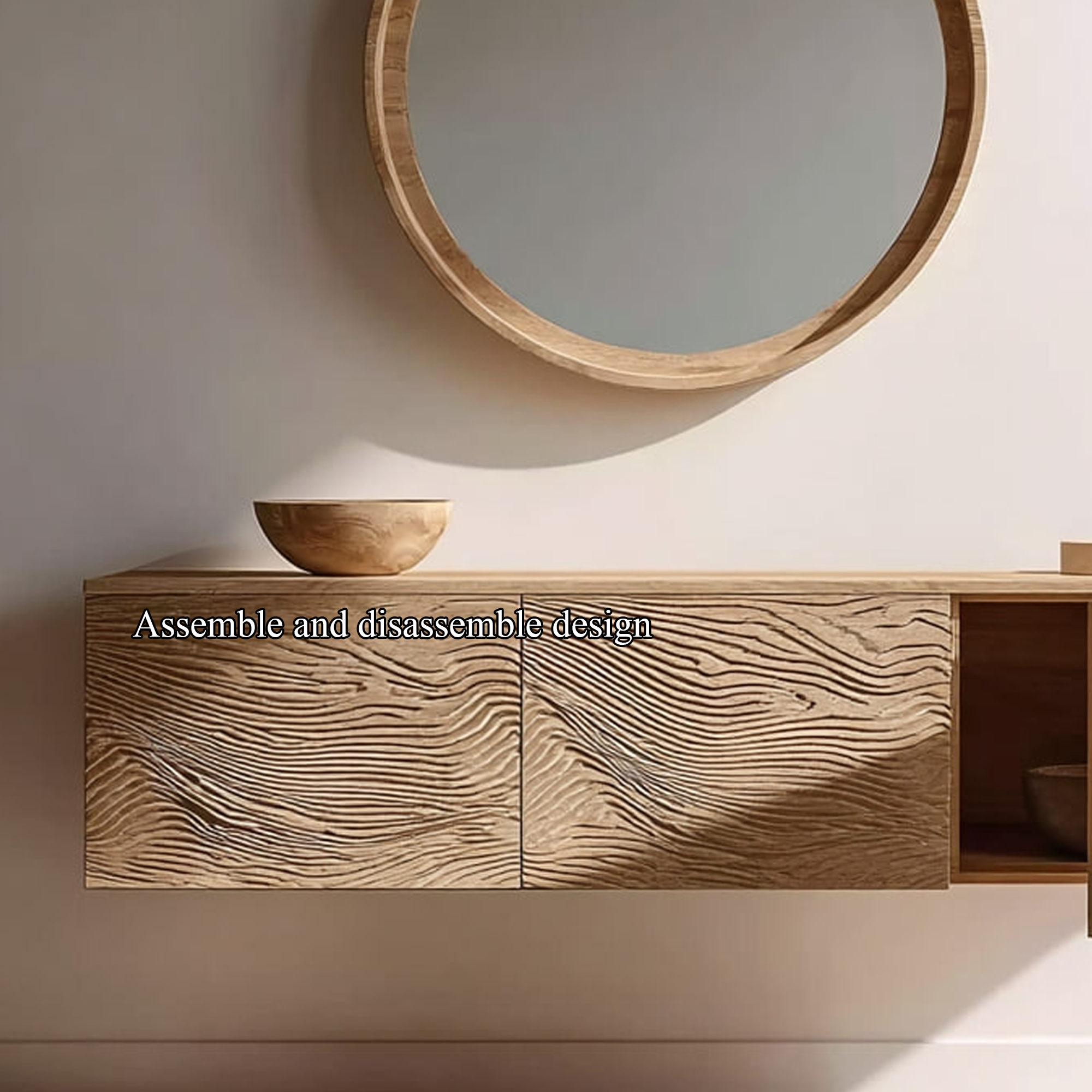 Mid Century Cabinet Vanity Bathroom Decor Floating Wood Cabinet SINLKIBRV152