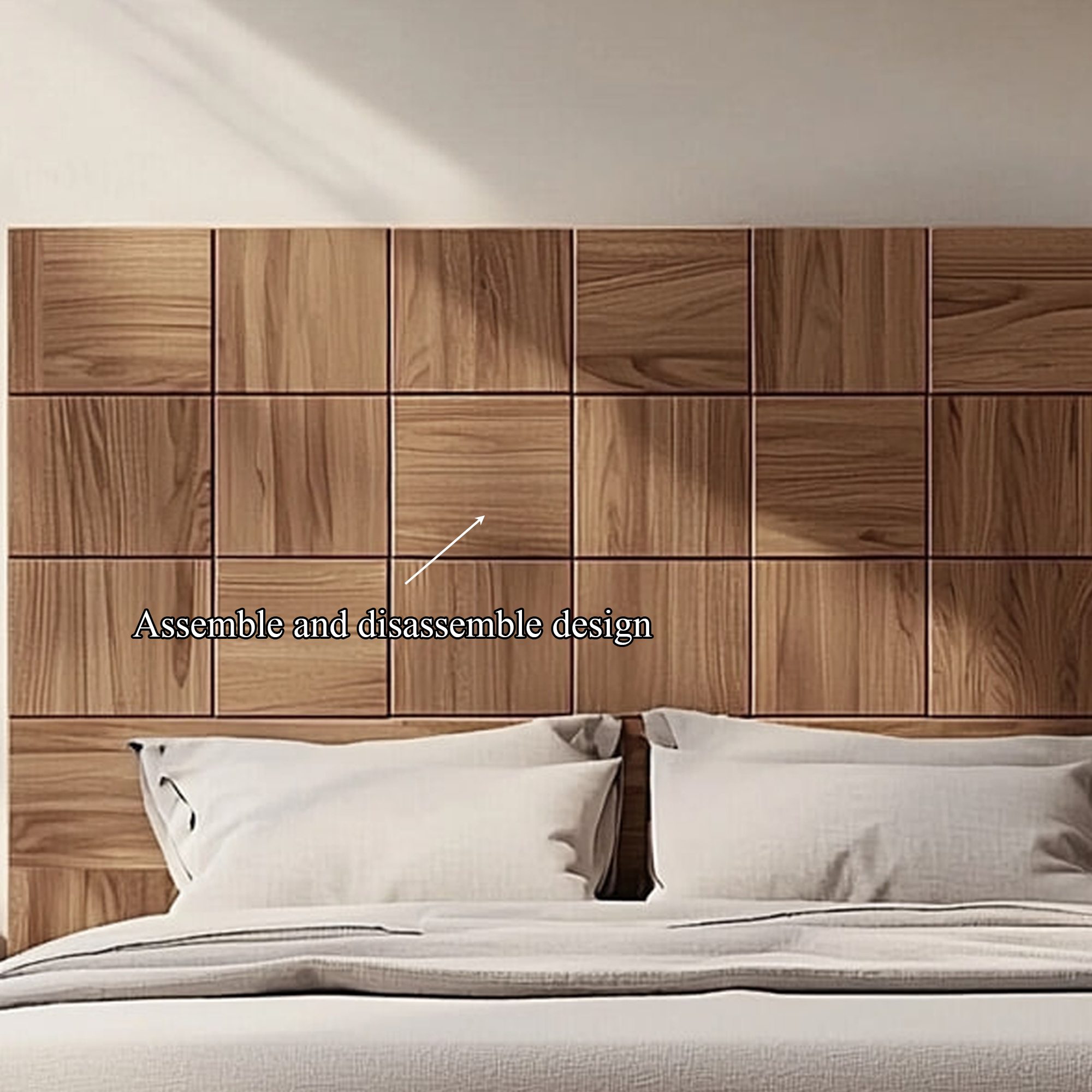 Mid Century Solid Wood Headboard Master Bedroom Decor SINLKIDH010