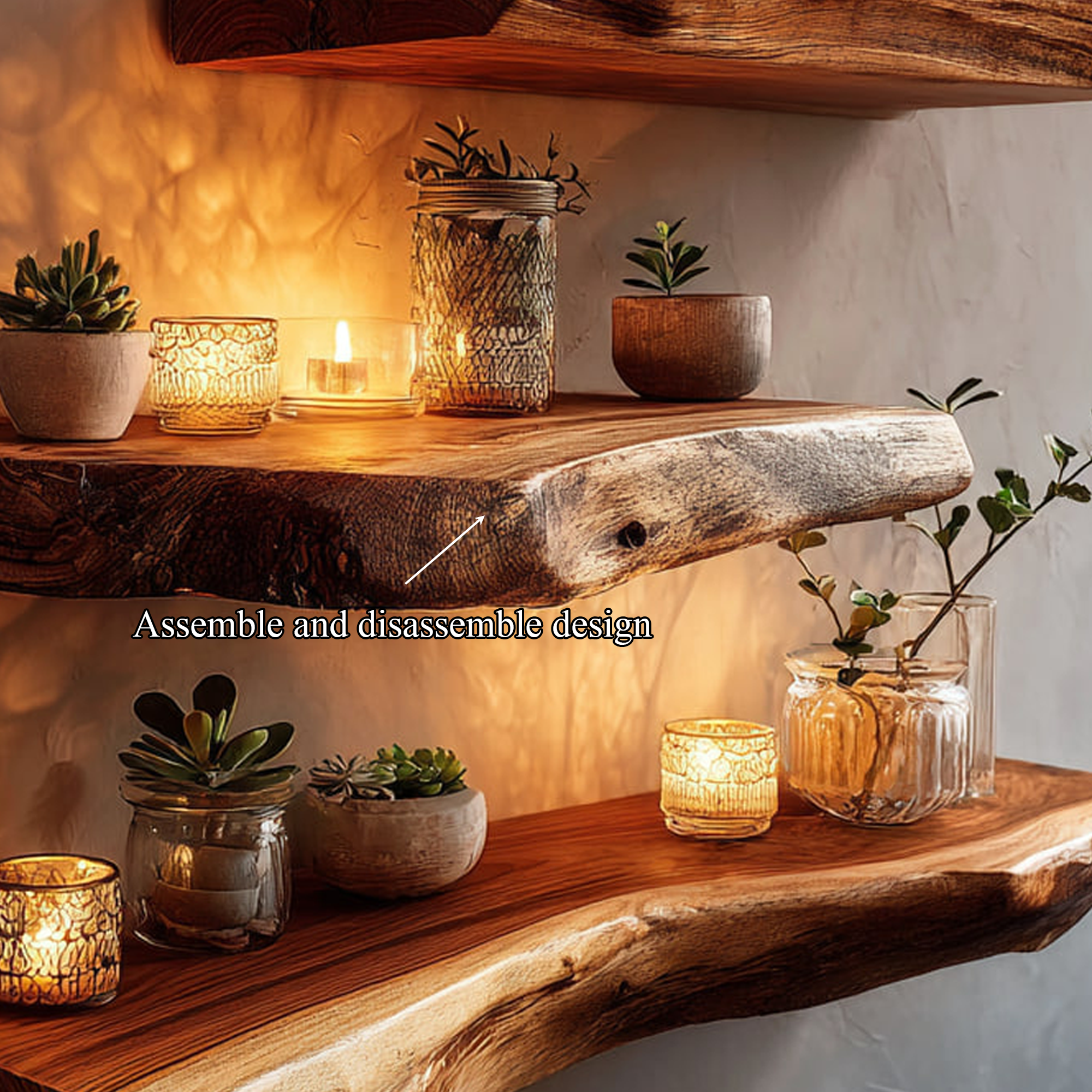 Rustic Live Edge Floating Shelf Wall Decor Living Room SINLKIFL301