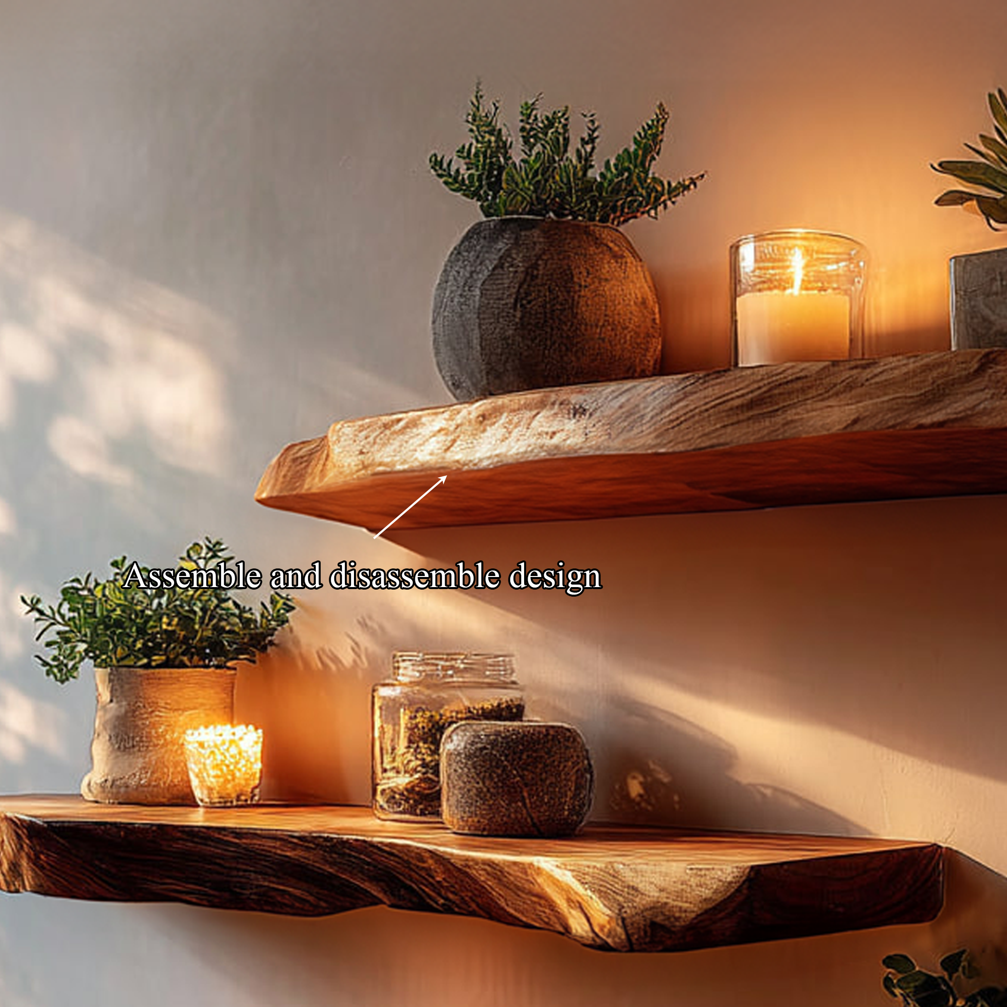 Rustic Live Edge Floating Shelves Home Office Or Bedroom SINLKIFL302