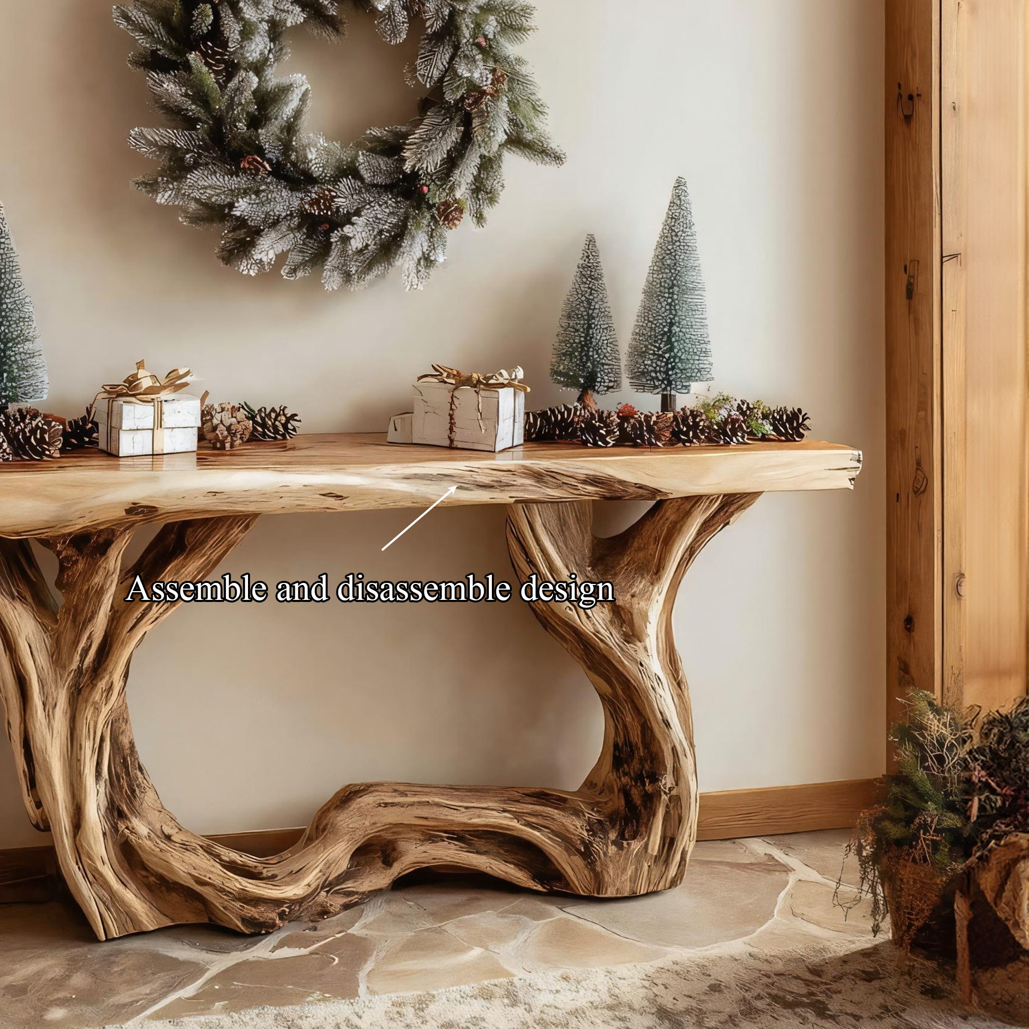 Rustic Live Edge Console Table Christmas Holiday Style SINLKICS362