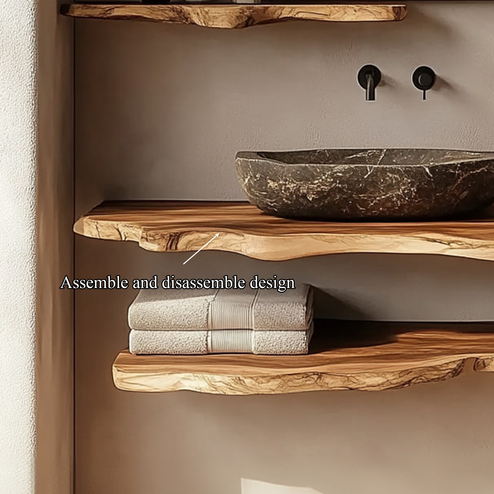 Rustic Bathroom Vanity Shelf Wooden Bathroom Wall Display SINLKIBRV218