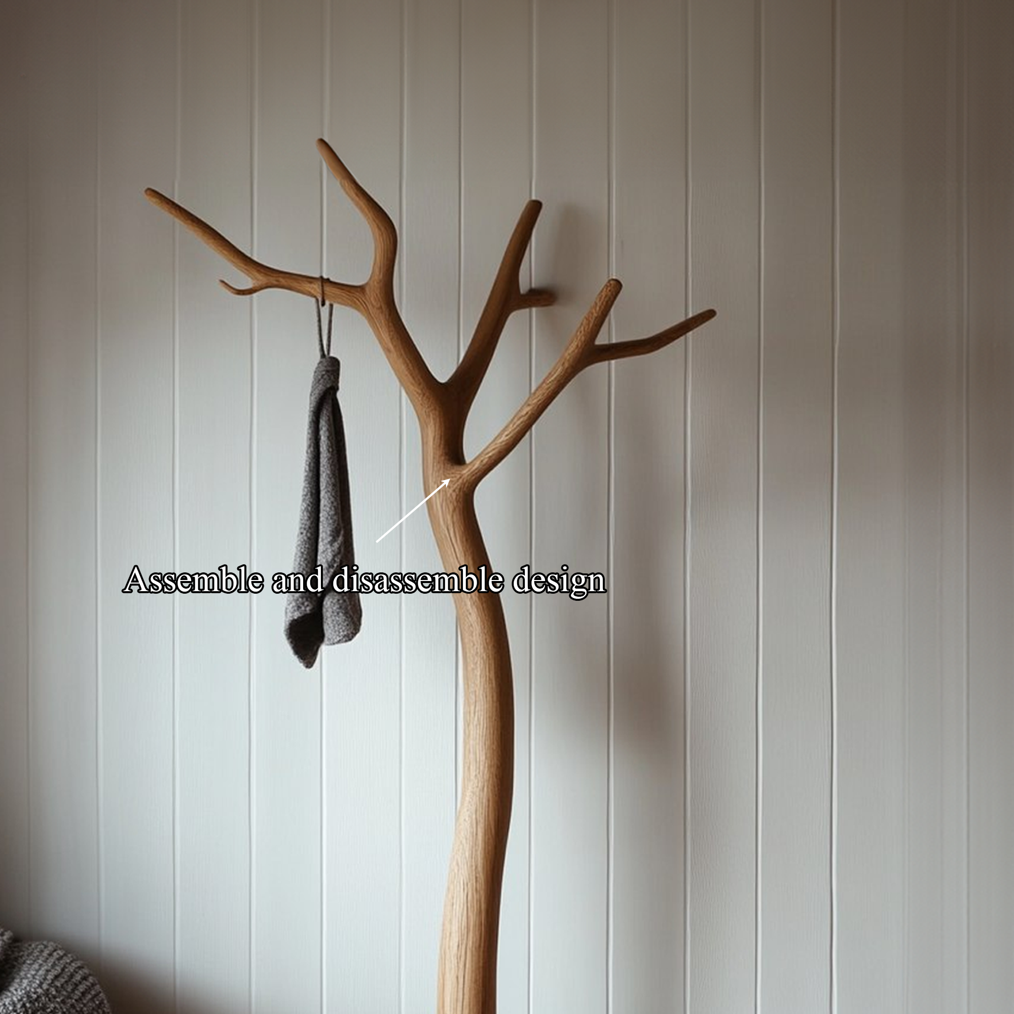 Minimalist Tree Coat Rack Solid Wood Handcrafted Entryway Decor SINLKITCR072