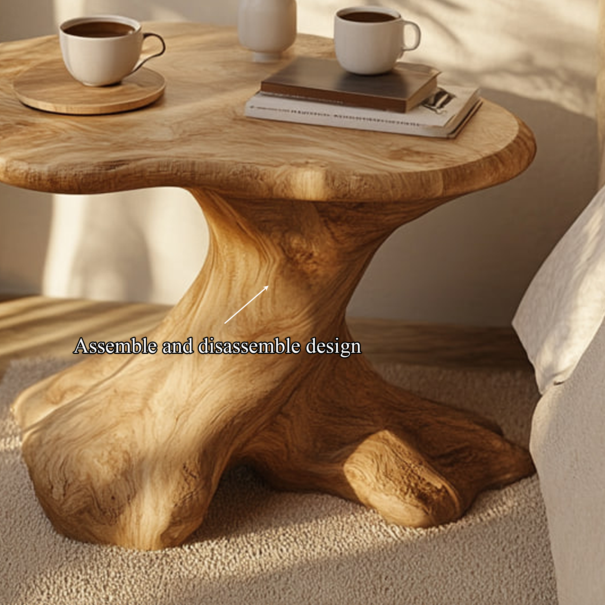 Rustic Modern Sculptural Side Table Bedroom Entryway SINLKIBT172