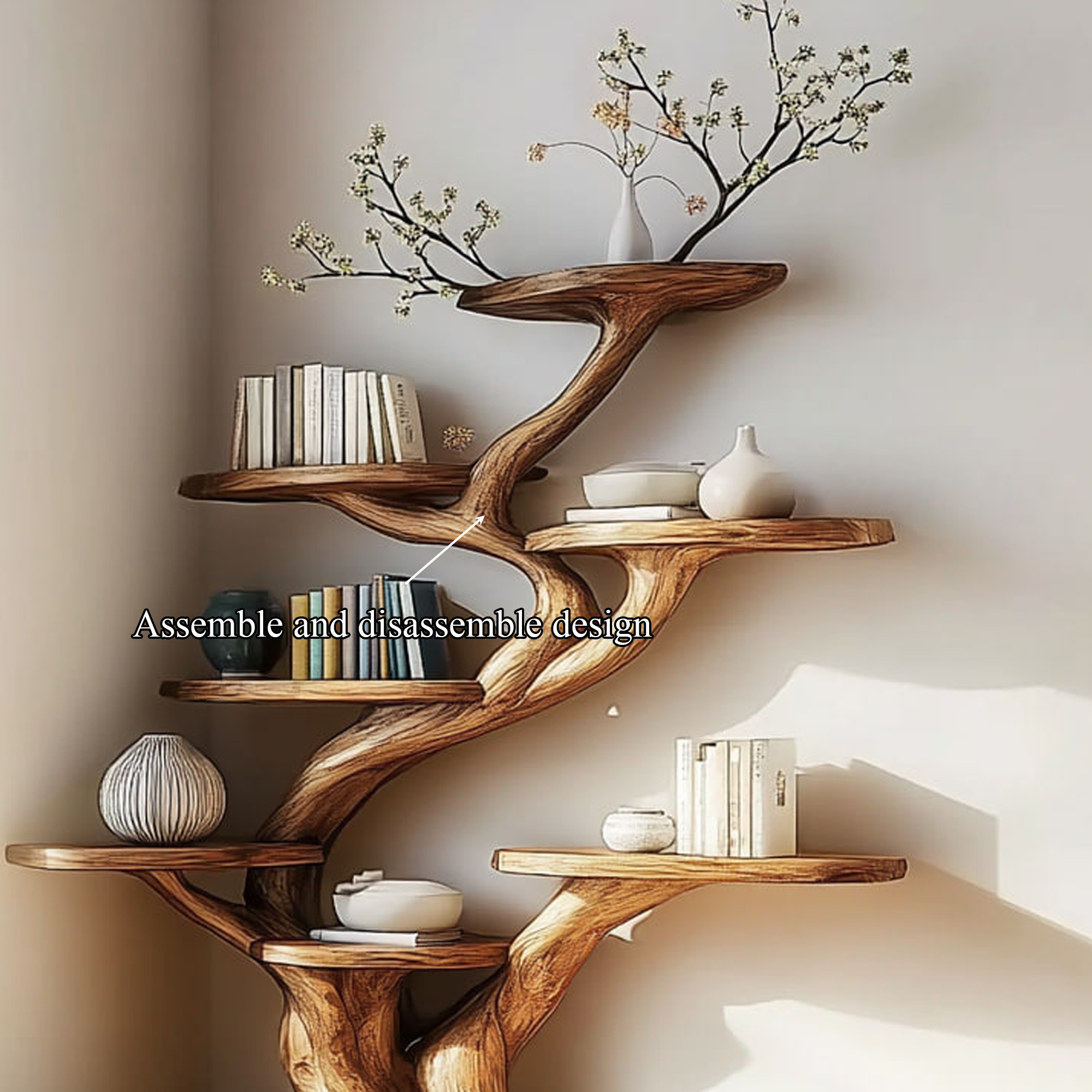 Rustic Artistic Tree Shaped Shelf Home Office Modern Decor SINLKITB475