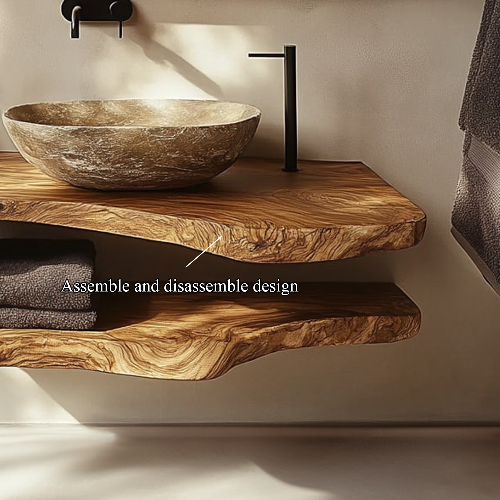 Mid Century Bathroom Vanity Shelf Solid Wood Bathroom Design SINLKIBRV213