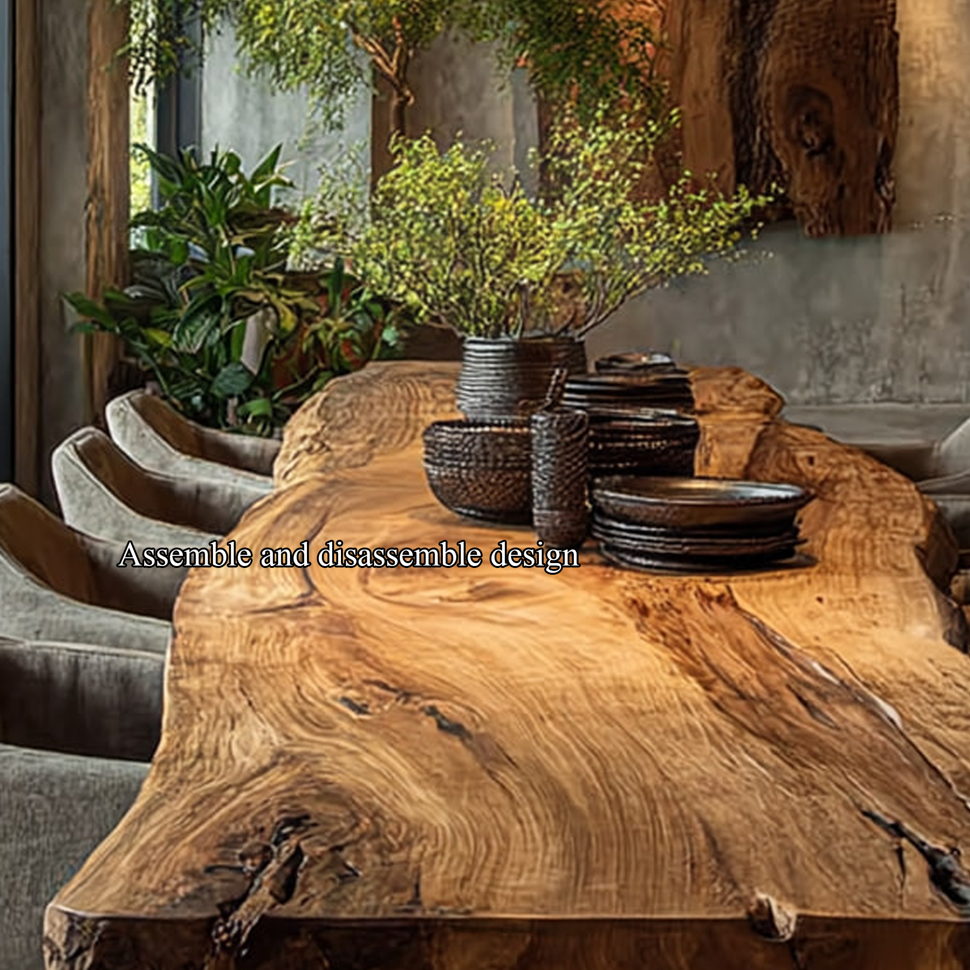 Rustic Live Edge Dining Table Modern Kitchen SINLKIDT080