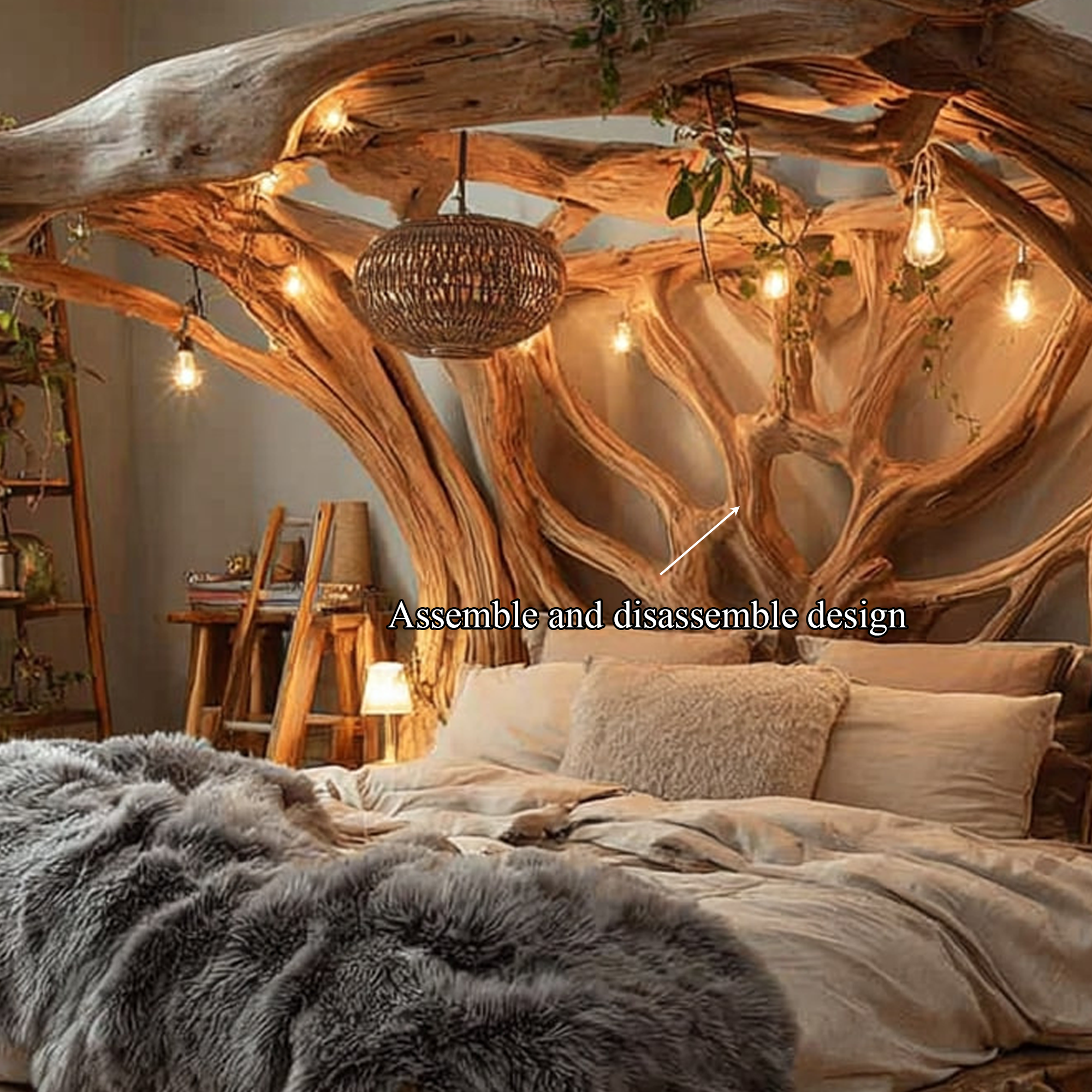 Rustic Tree Bed Modern Bedroom SINLKIWB046