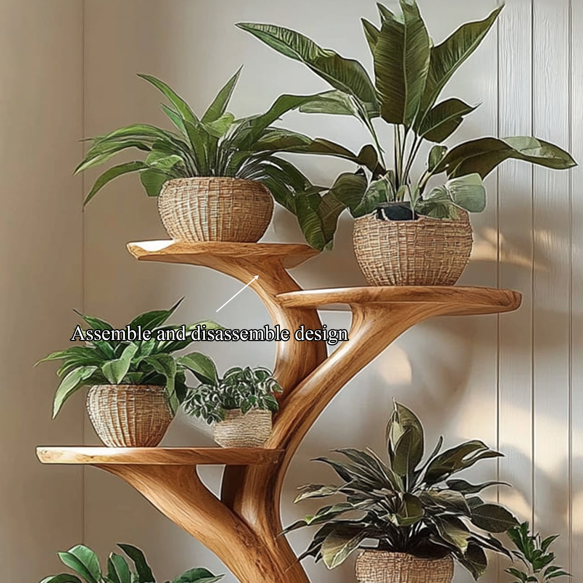 Rustic Tree Plant Stand Natural Interior Design Living Room SINLKITT075