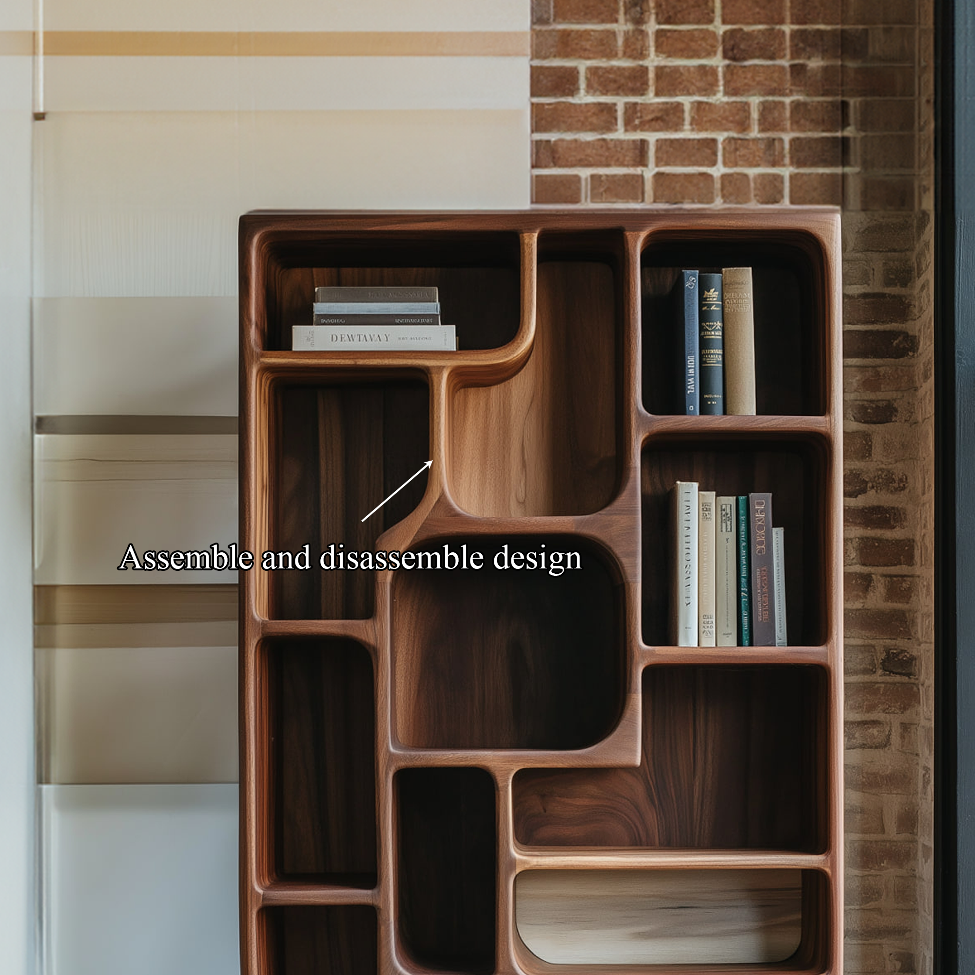 Mid Century Solid Wood Bookcase Organic Modern Style SINLKISC259