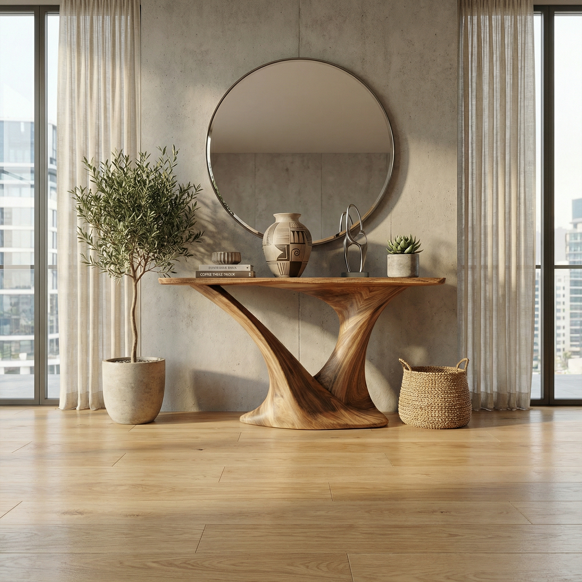 Modern Split Pedestal Console Table Entryway Hallway Living Room SINLKICS505