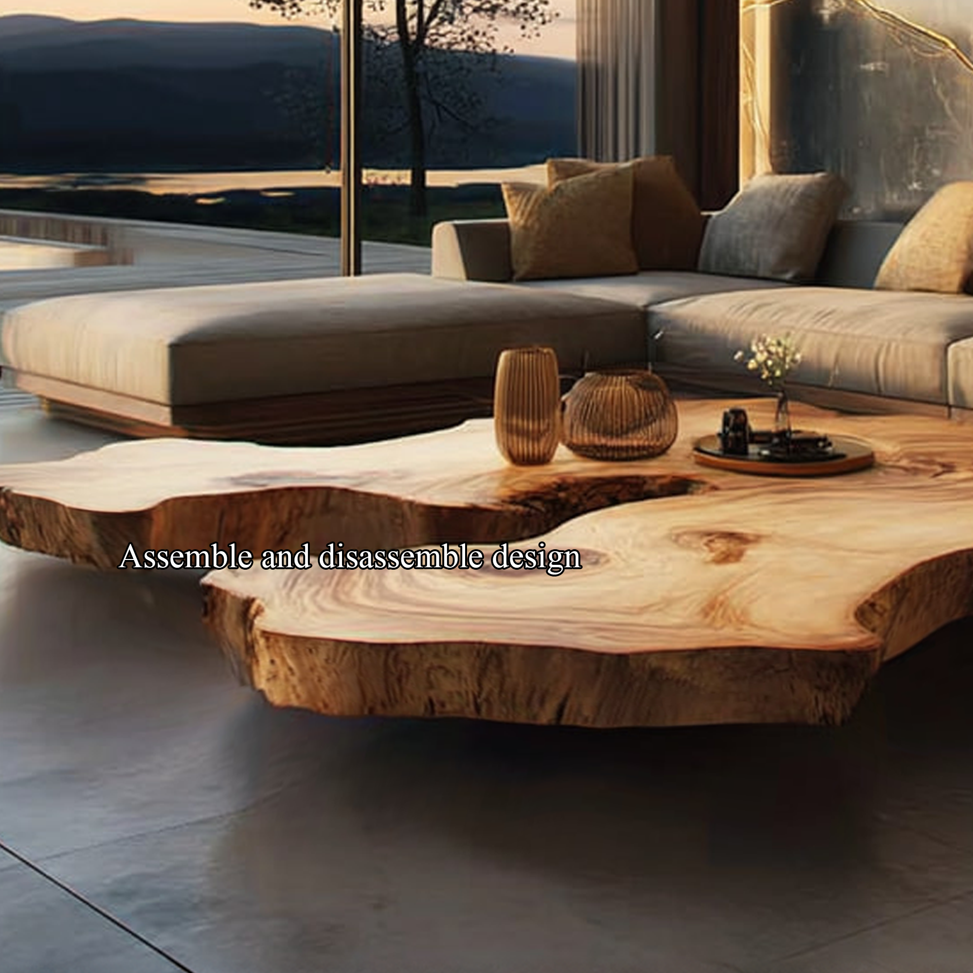 Rustic Organic Coffee Table Modern Living Room Centerpiece SINLKICF128