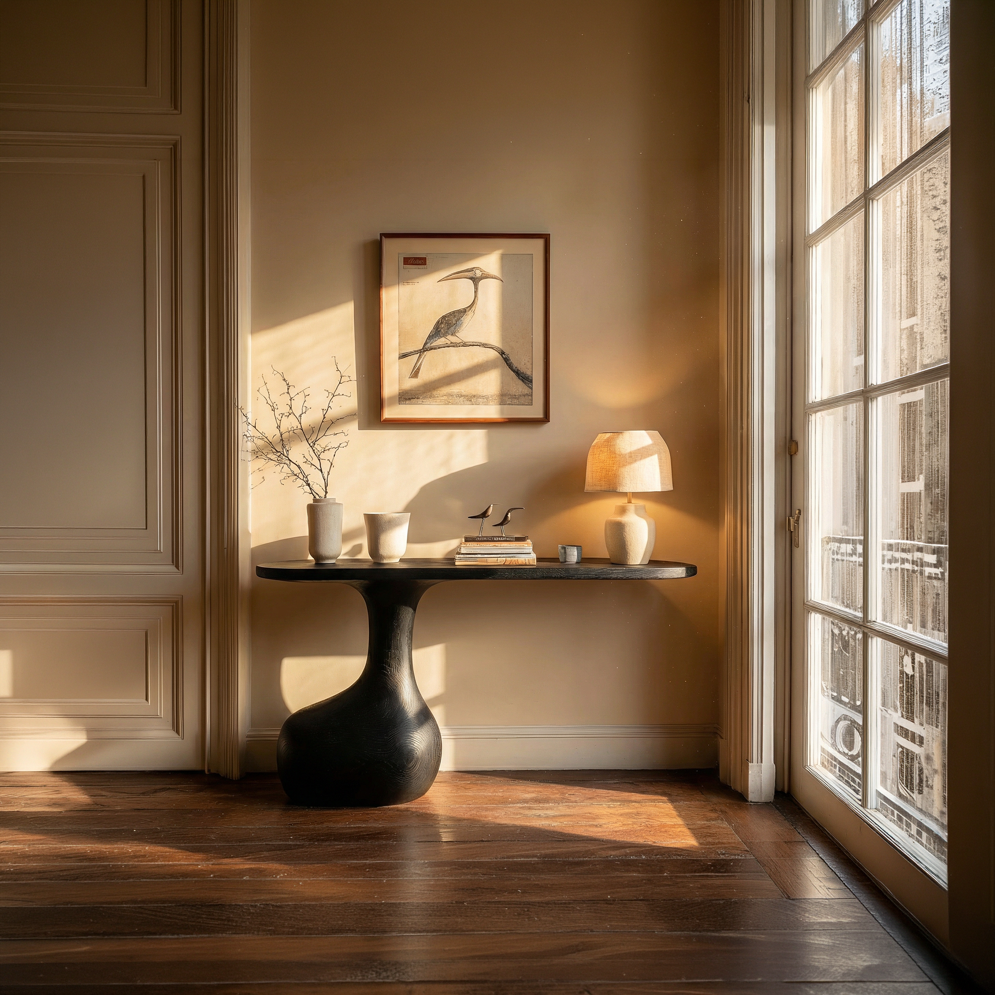 Minimalist Pedestal Console Table Entryway Hallway Living Room SINLKICS489