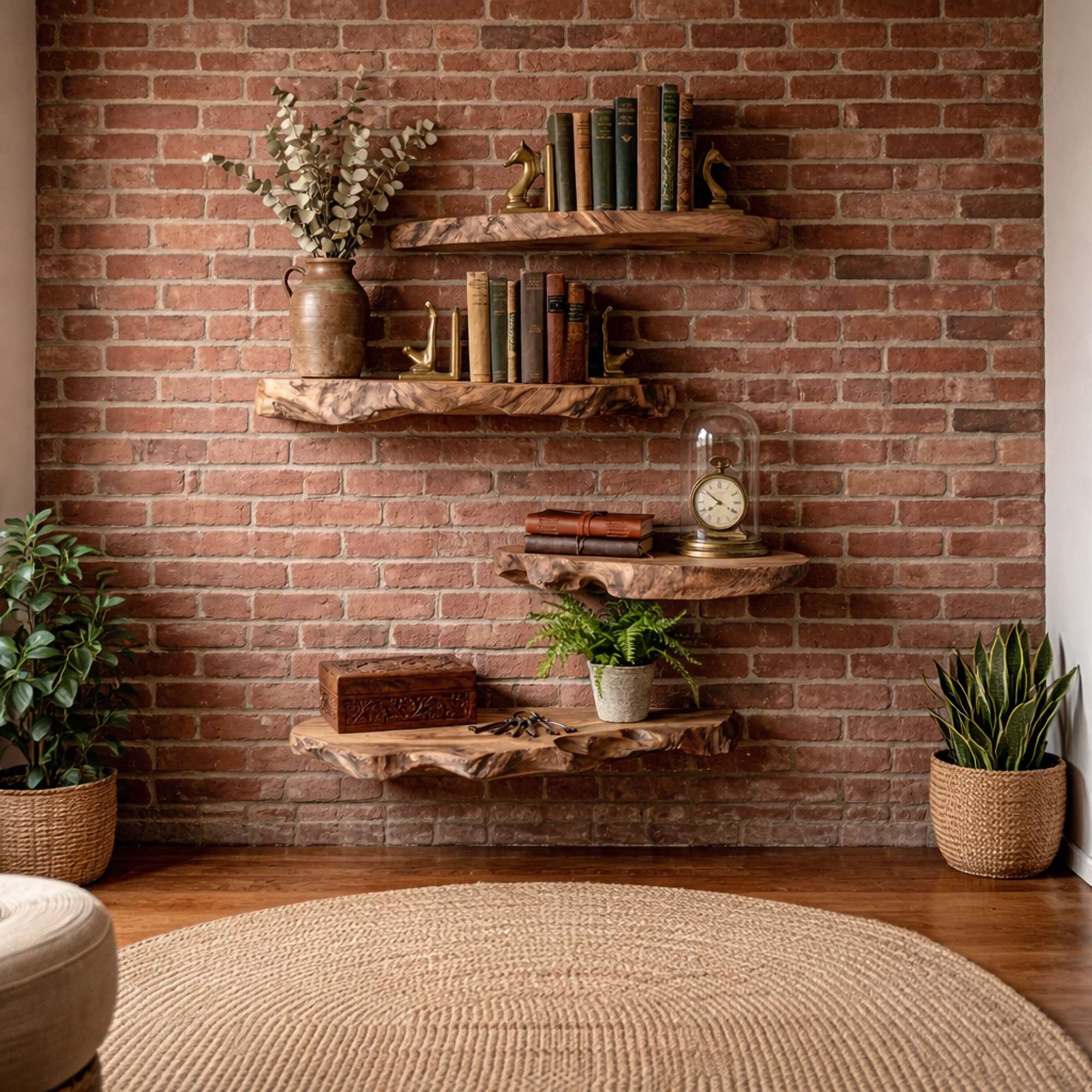 Modern Live Edge Corner Floating Shelves Solid Wood Rustic Wall Display SINLKIFL494