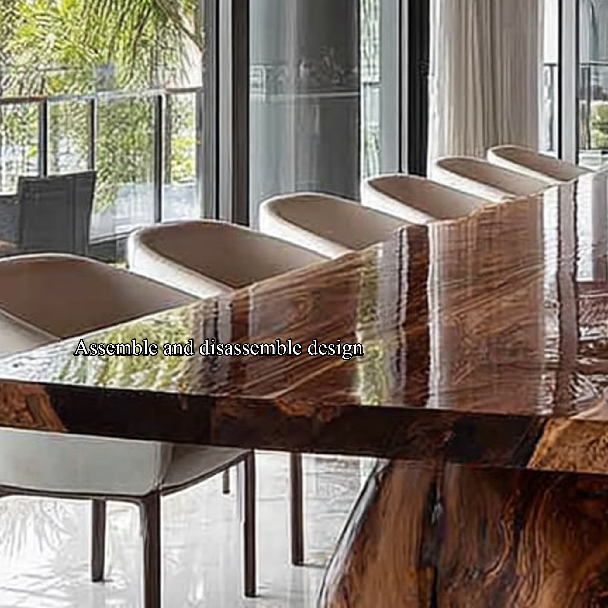 Rustic Live Edge Dining Table Meeting Room SINLKIDT089