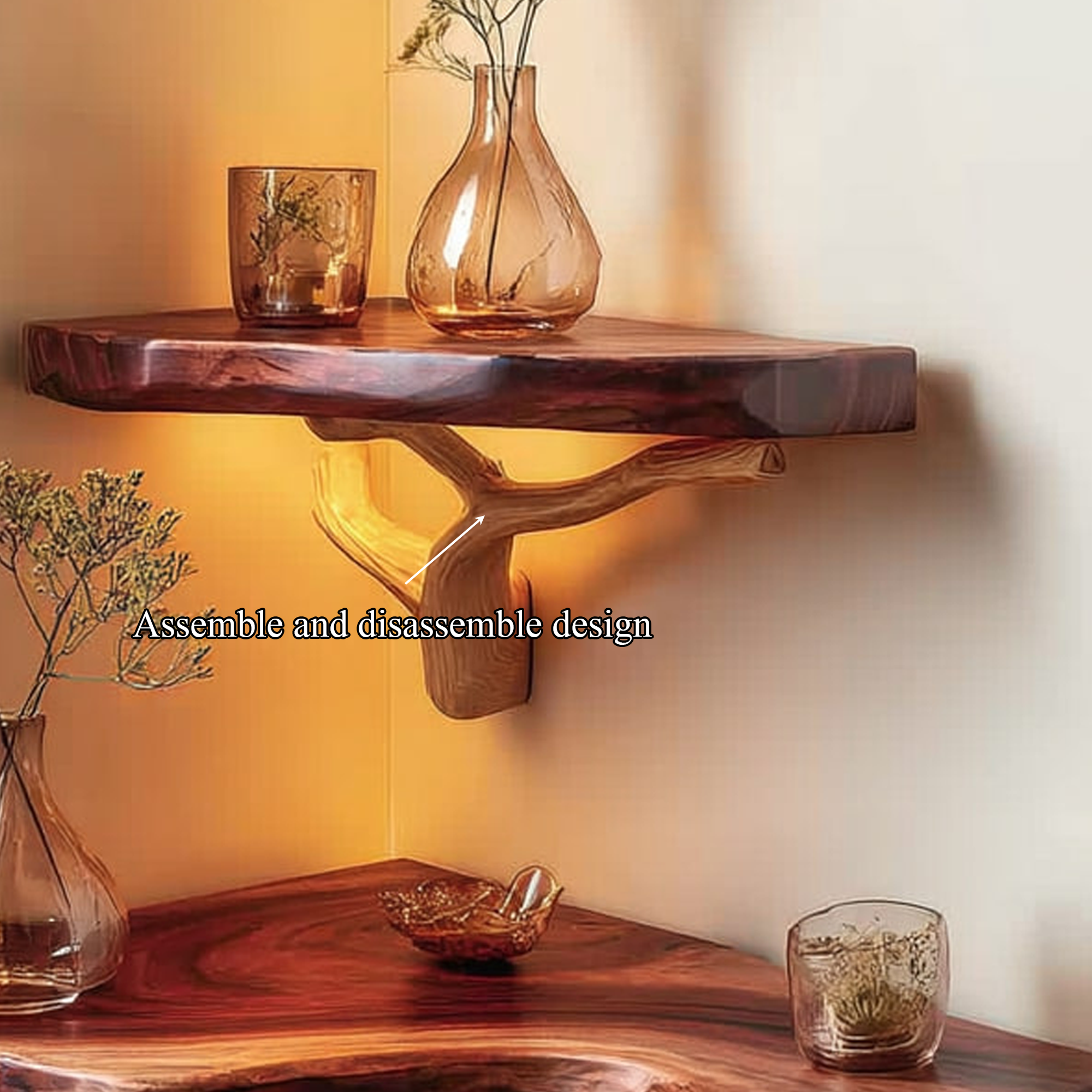 Rustic Corner Floating Shelf Living Room SINLKIFL115