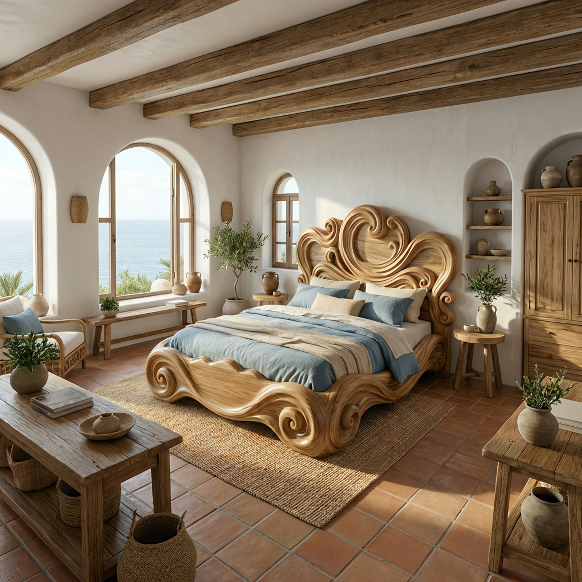 Rustic Artistic Bedroom Bed Frame For Bedroom Or Master Bedroom SINLKIWB096