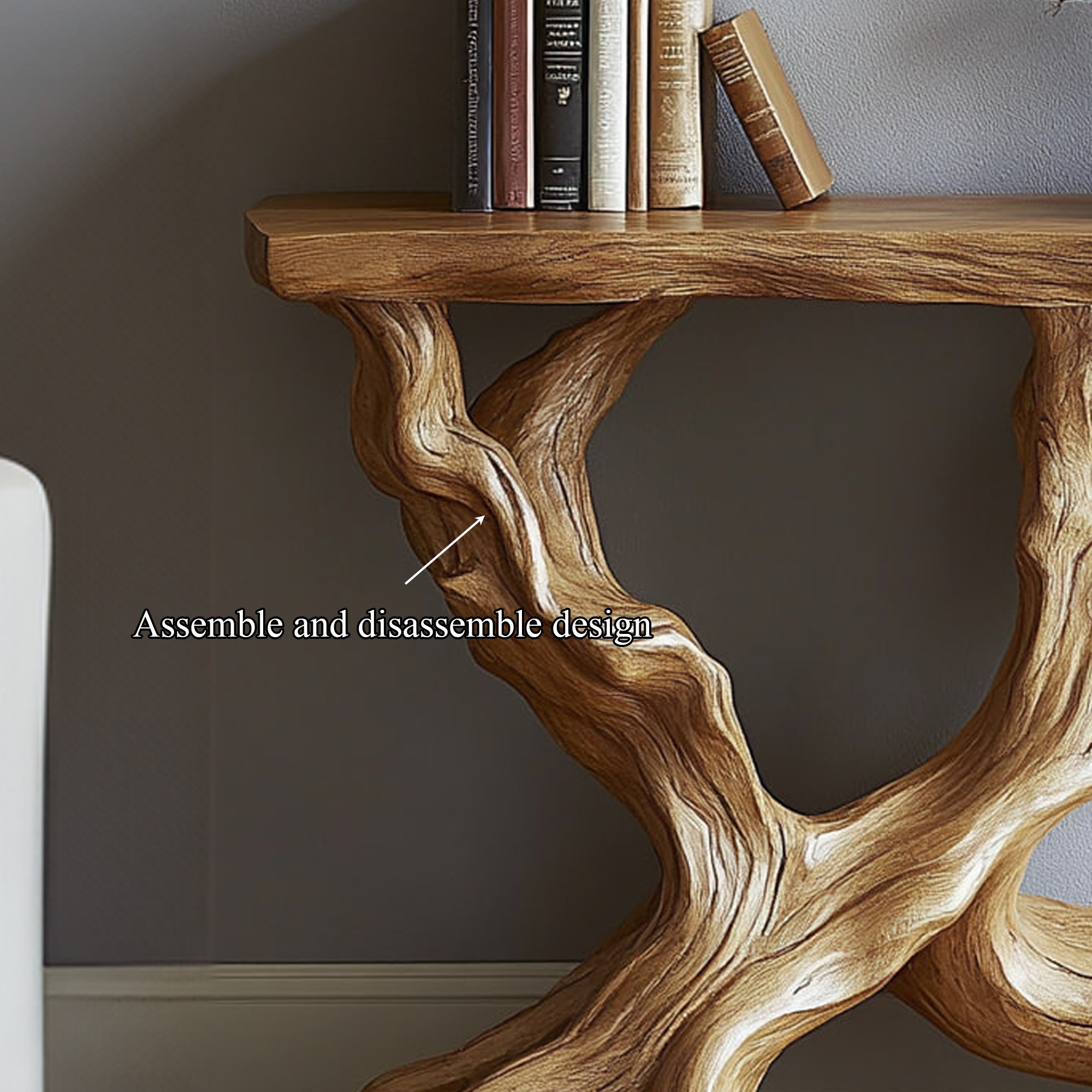 Live Edge Solid Wood Console Table Handmade Organic Tree Design For Living Room Decor SINLKICS334