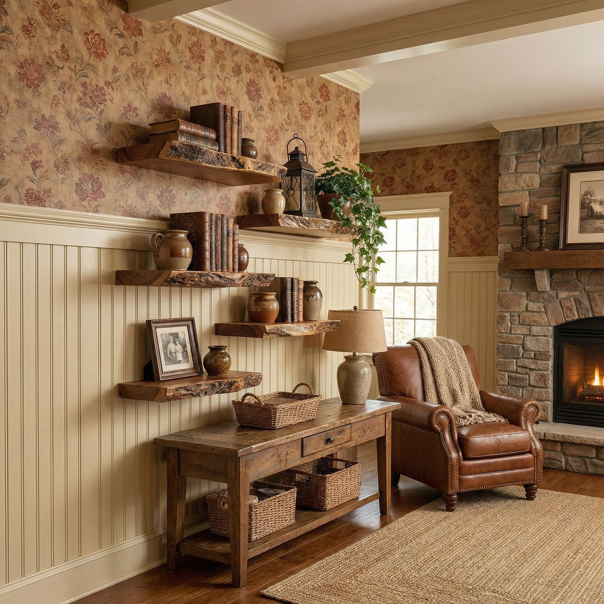 Rustic Floating Wall Shelves Solid Wood Vintage Home Display SINLKIFL504