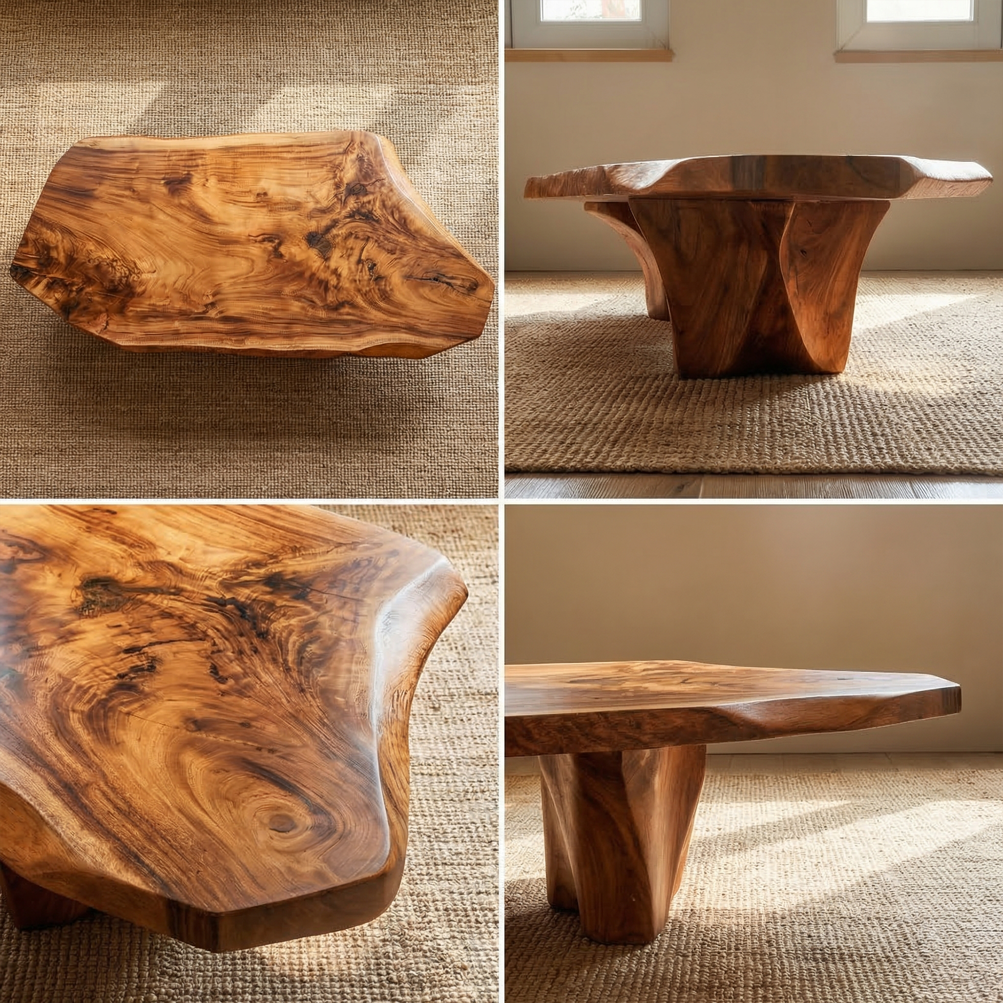 Rustic Sculptural Coffee Table For Living Room And Bedroom SINLKICF339