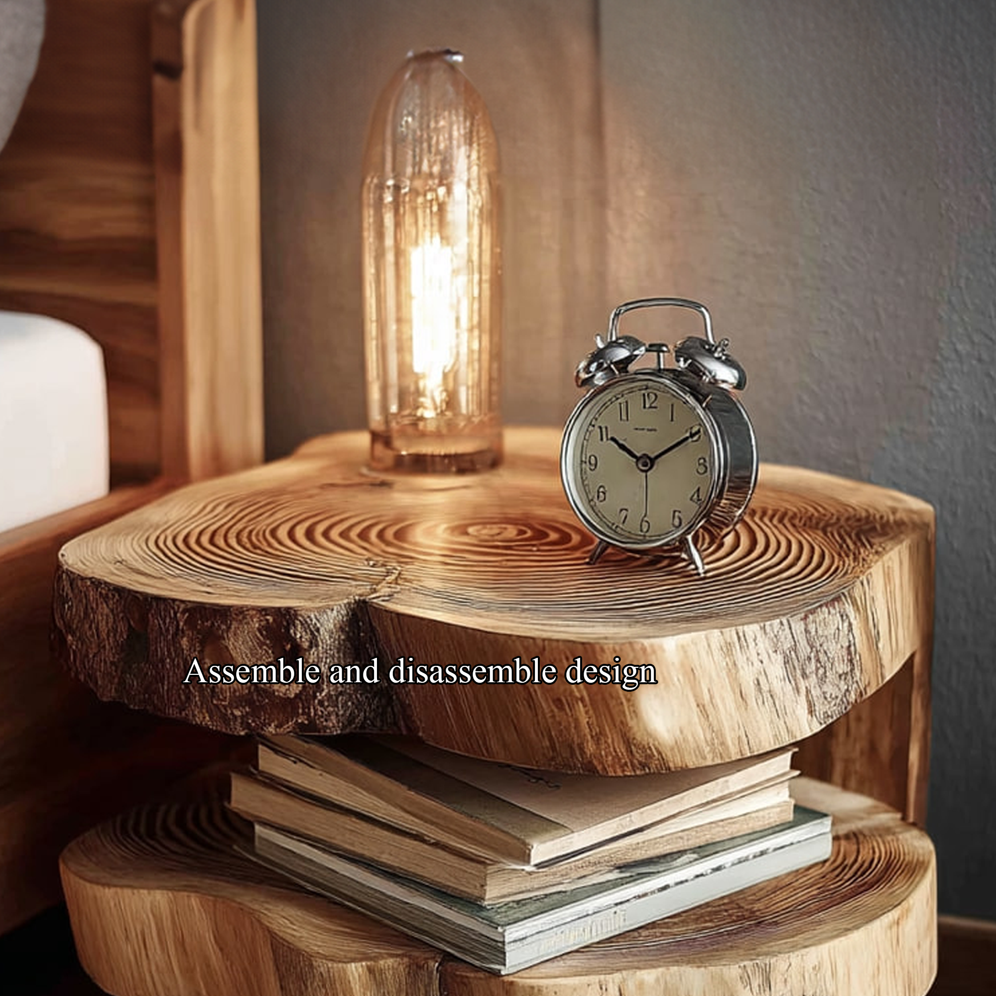 Rustic Solid Wood Bedside Table Bedroom SINLKIBT055