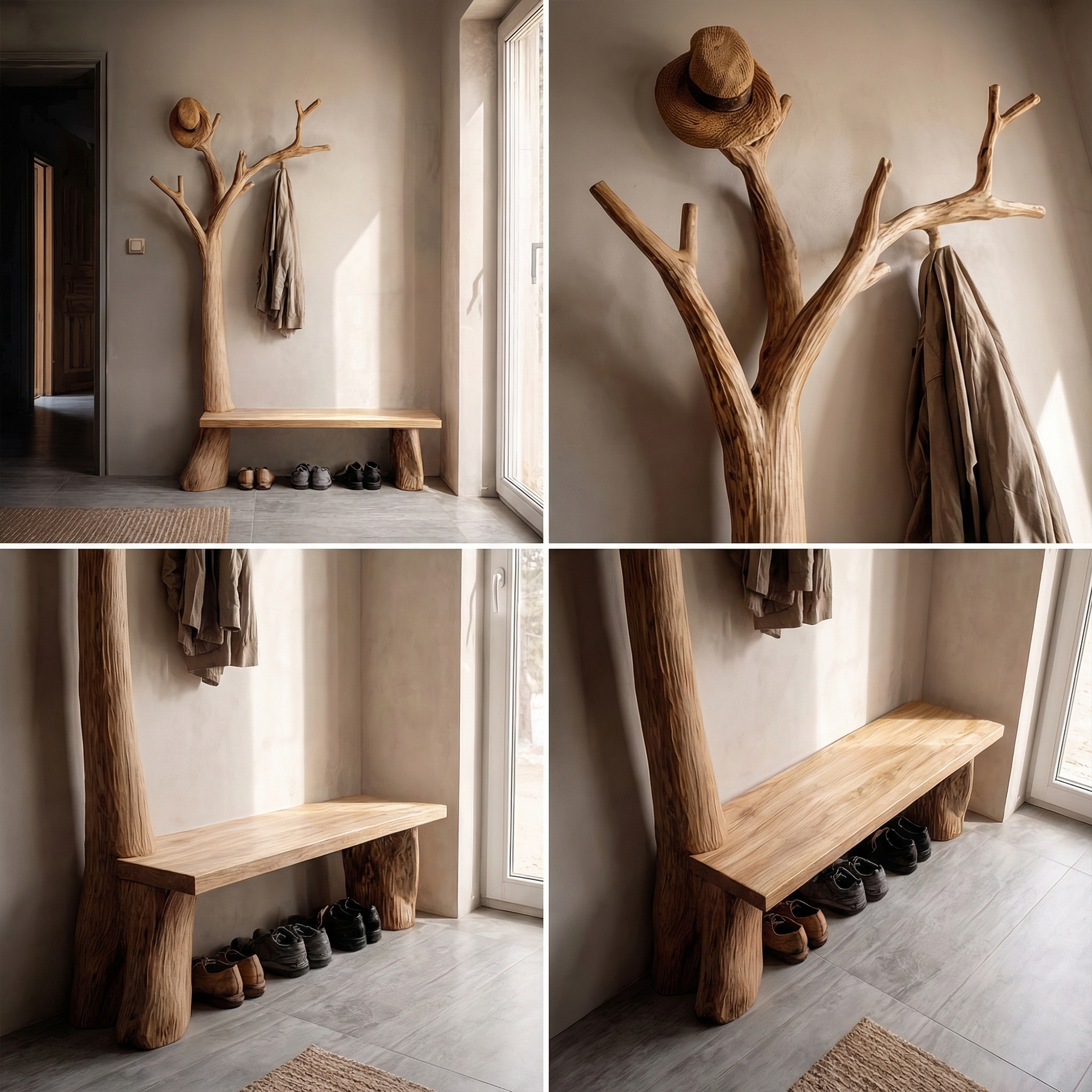 Rustic Standing Tree Coat Rack Entryway And Living Room SINLKITCR107