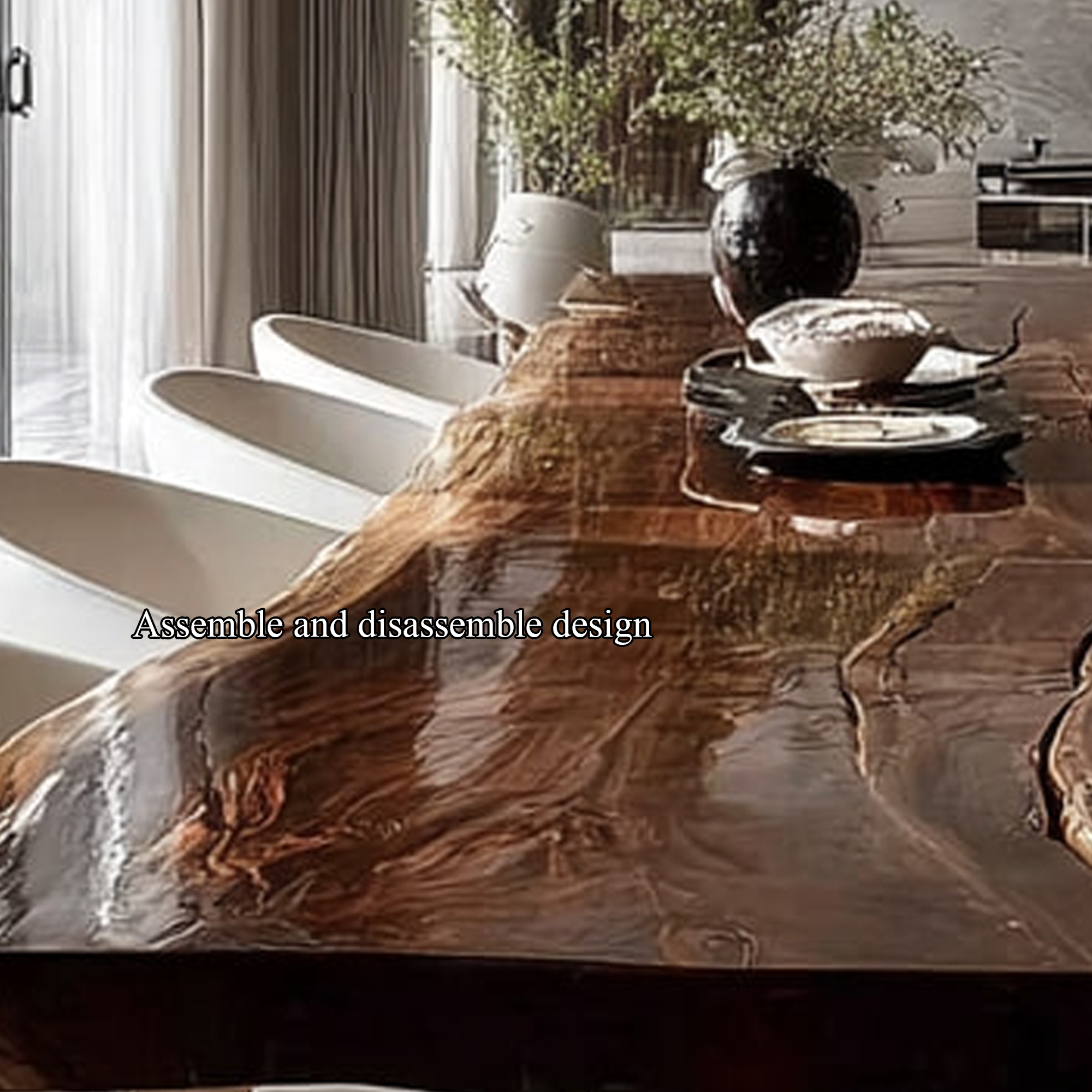 Rustic Live Edge Dining Table Family Room SINLKIDT099