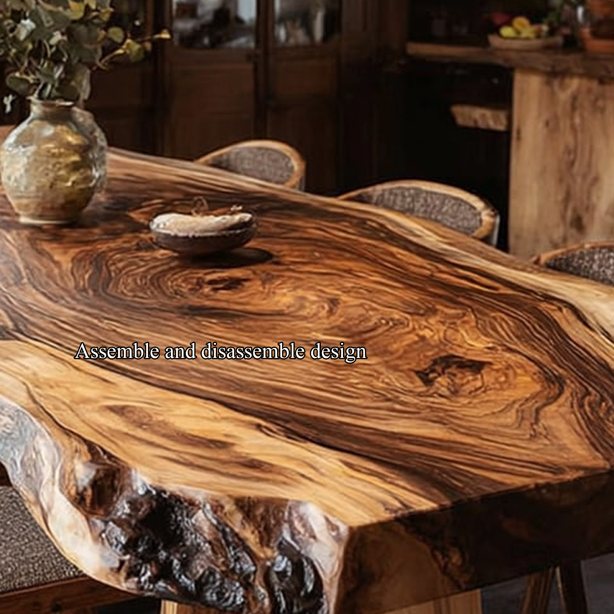 Rustic Natural Slab Dining Table Dining Room SINLKIDT116