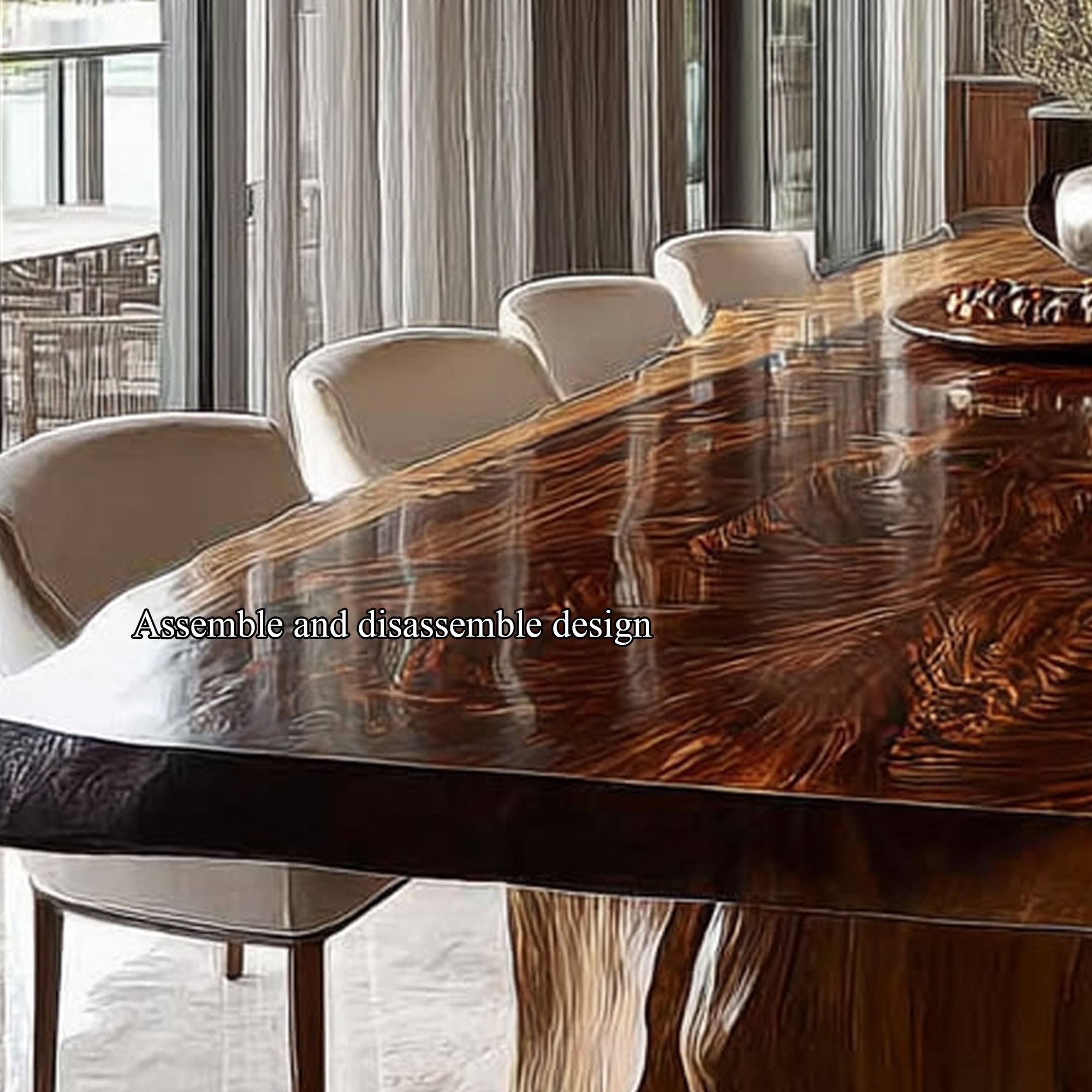 Rustic Live Edge Dining Table Office Space SINLKIDT090