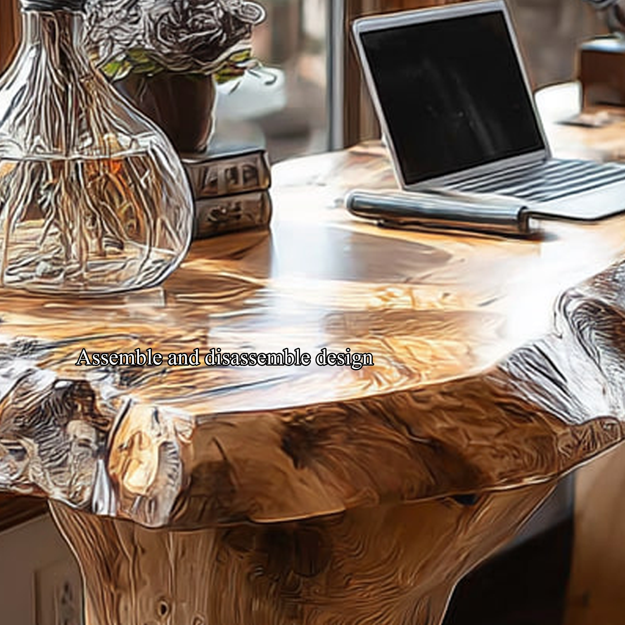 Rustic Live Edge Desk Living Room And Office Space SINLKIDK013