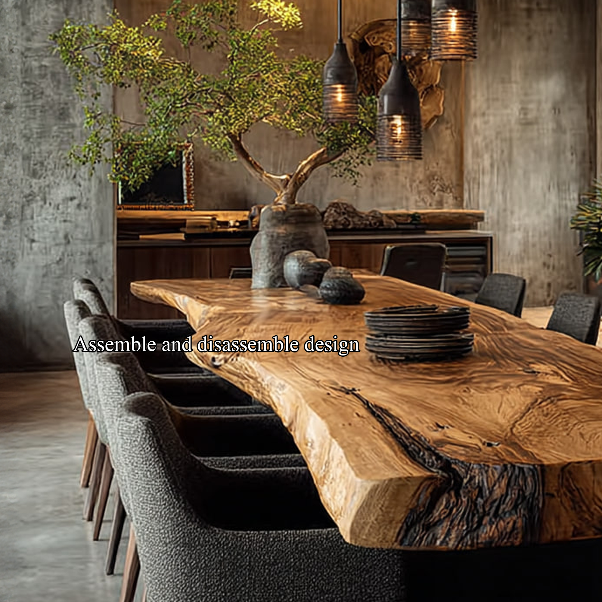 Rustic Dining Table Living Space SINLKIDT084