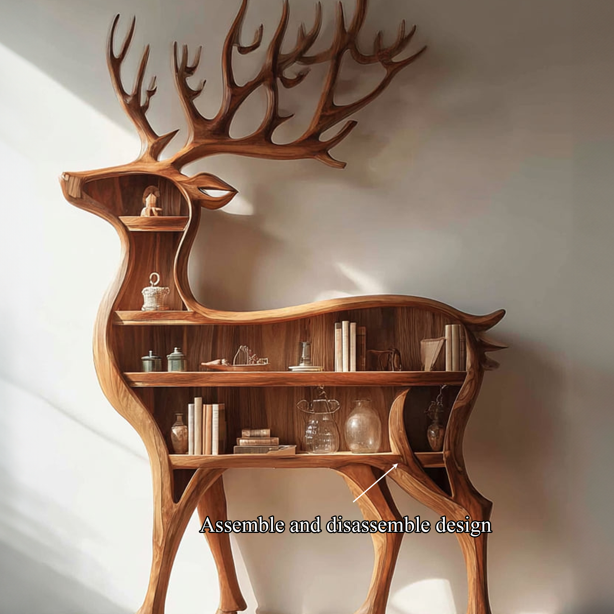 Rustic Deer Bookshelf Living Room Or Entryway Decorative SINLKISC096