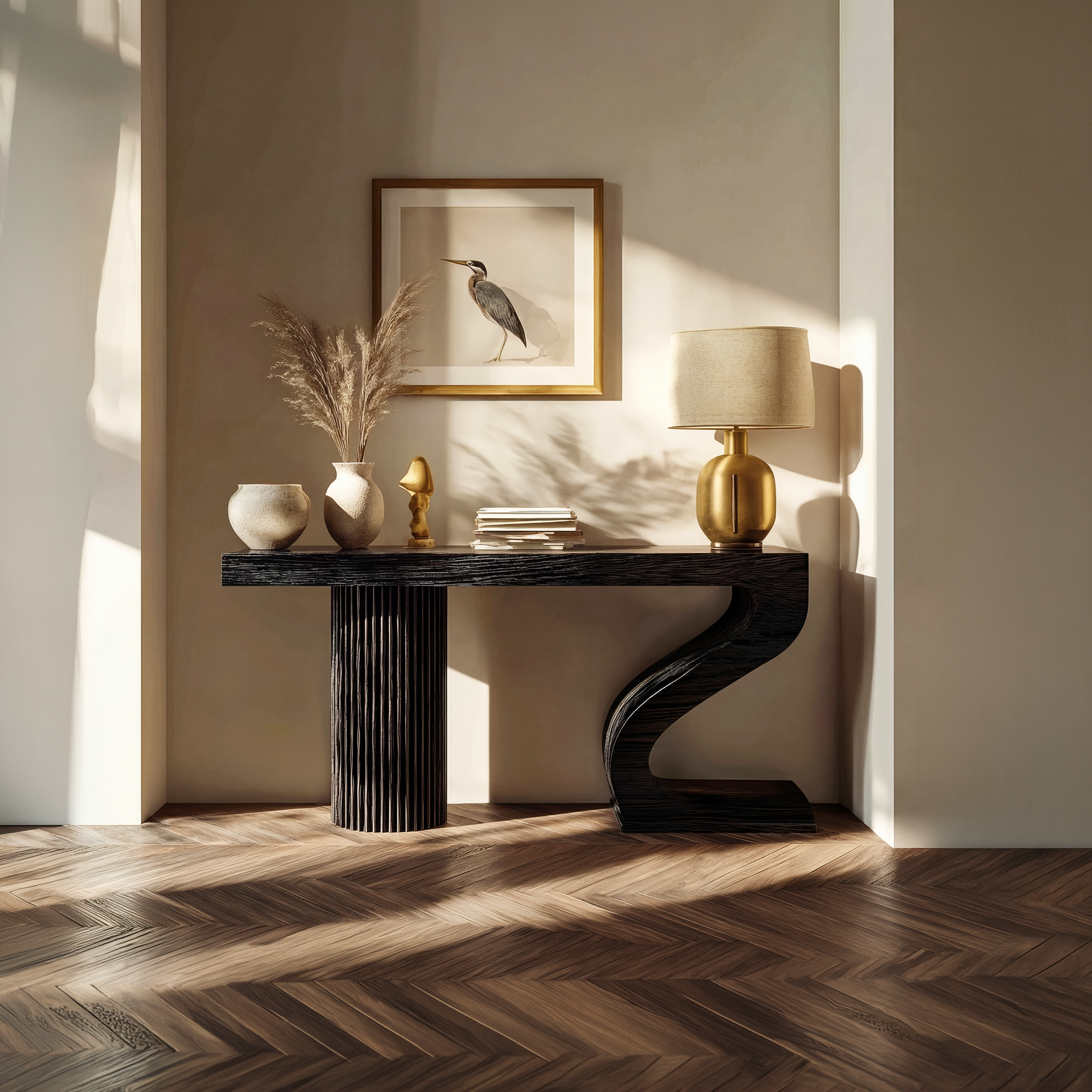 Modern Sculptural Console Table Entryway Living Room SINLKICS486