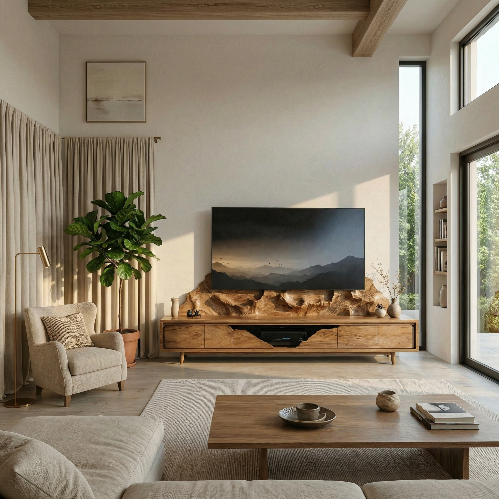 Modern Minimalist TV Cabinet Solid Wood Living Room SINLKISC494