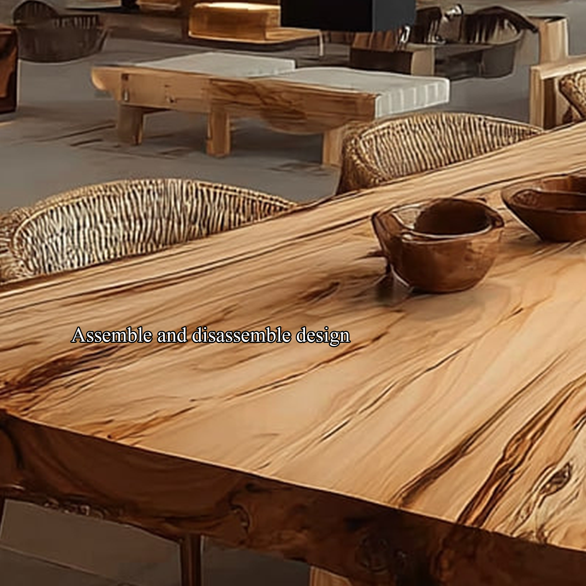 Rustic Live Edge Dining Table Open Kitchen SINLKIDT108