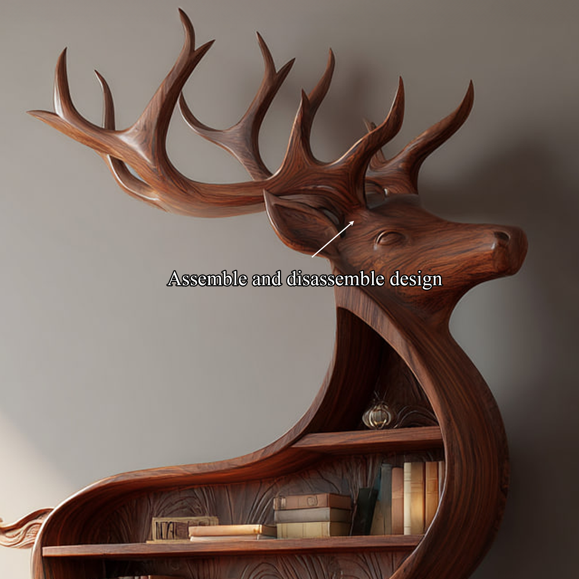 Rustic Deer Themed Bookshelf Farmhouse Entryway Or Living Room SINLKISC101