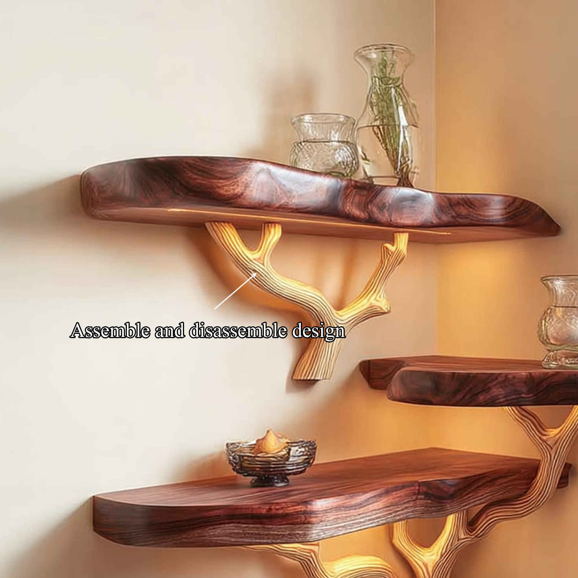 Mid Century Corner Floating Shelf Living Room SINLKIFL120